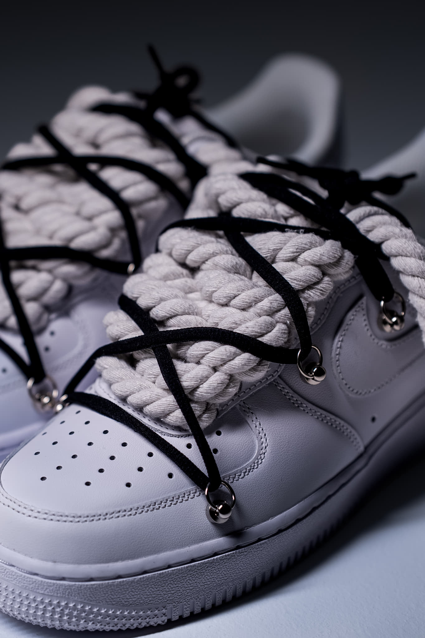 Nike Air Force 1 "Rope Laces White" Triple Black