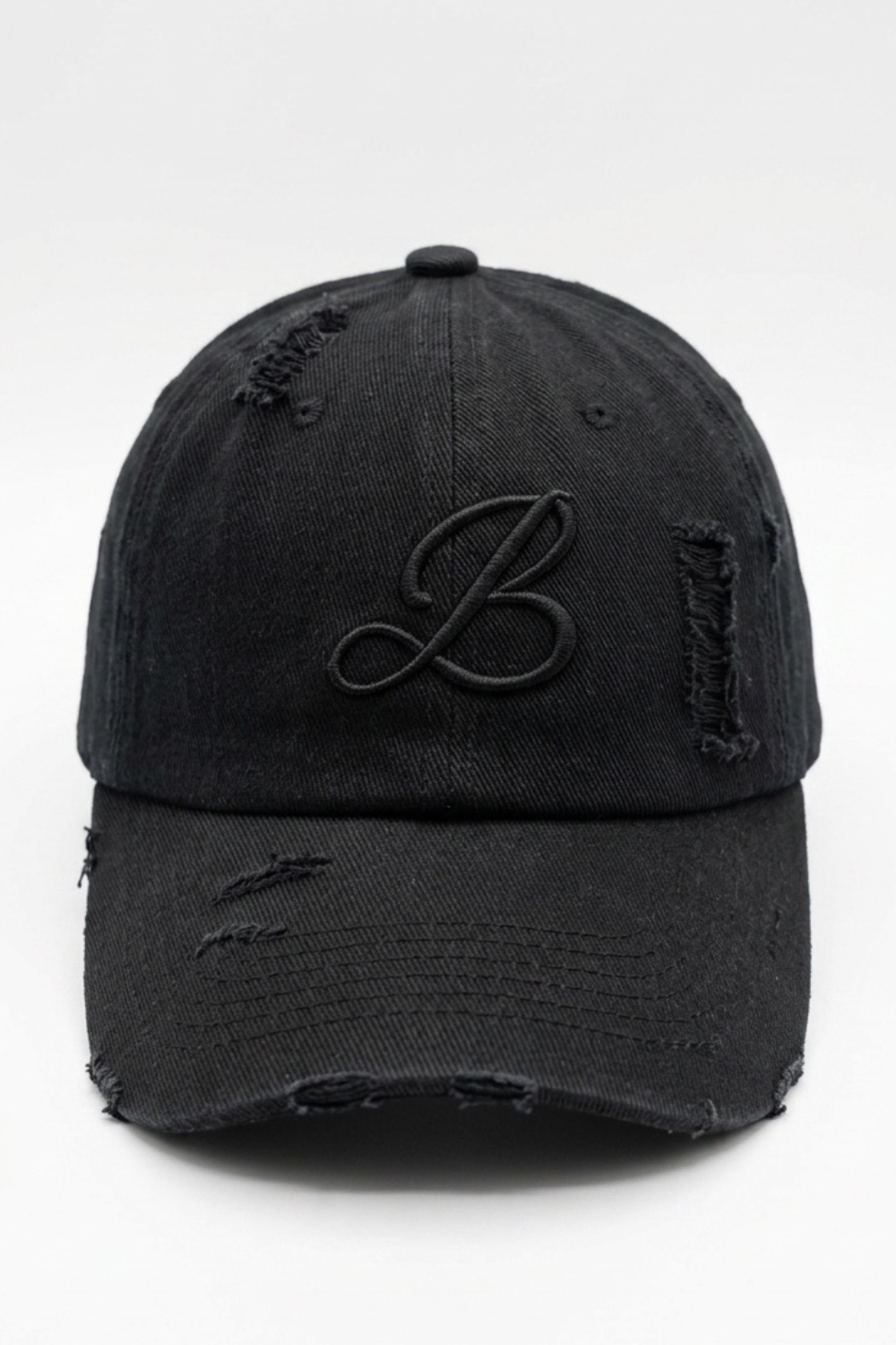 BABA "B" Distressed Cap - Black