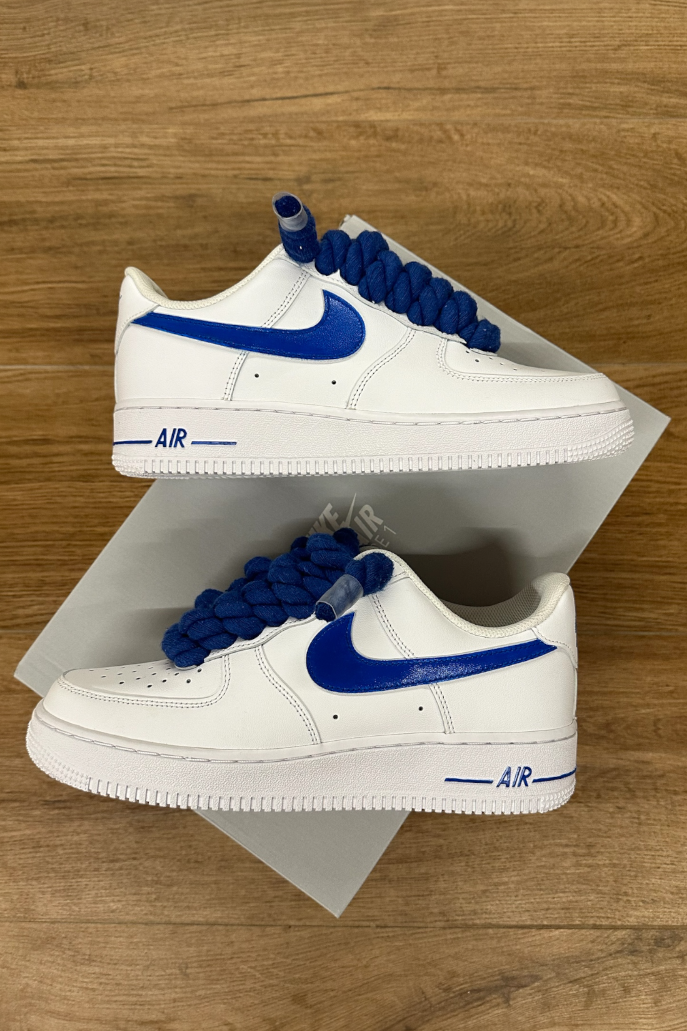Nike Air Force 1 rope laces blue ocean
