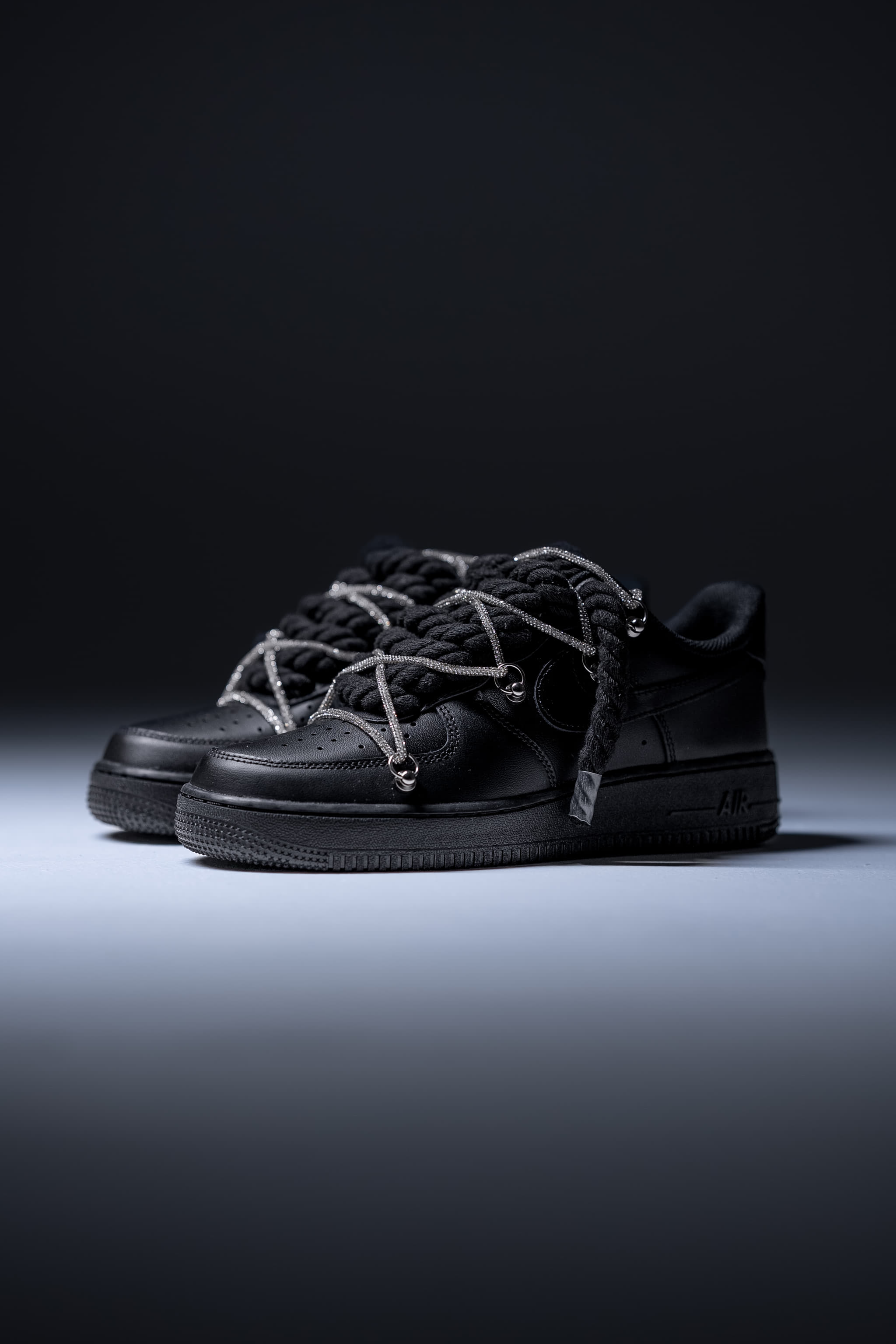 Nike Air Force 1 "Rope Laces Black" Triple Silver