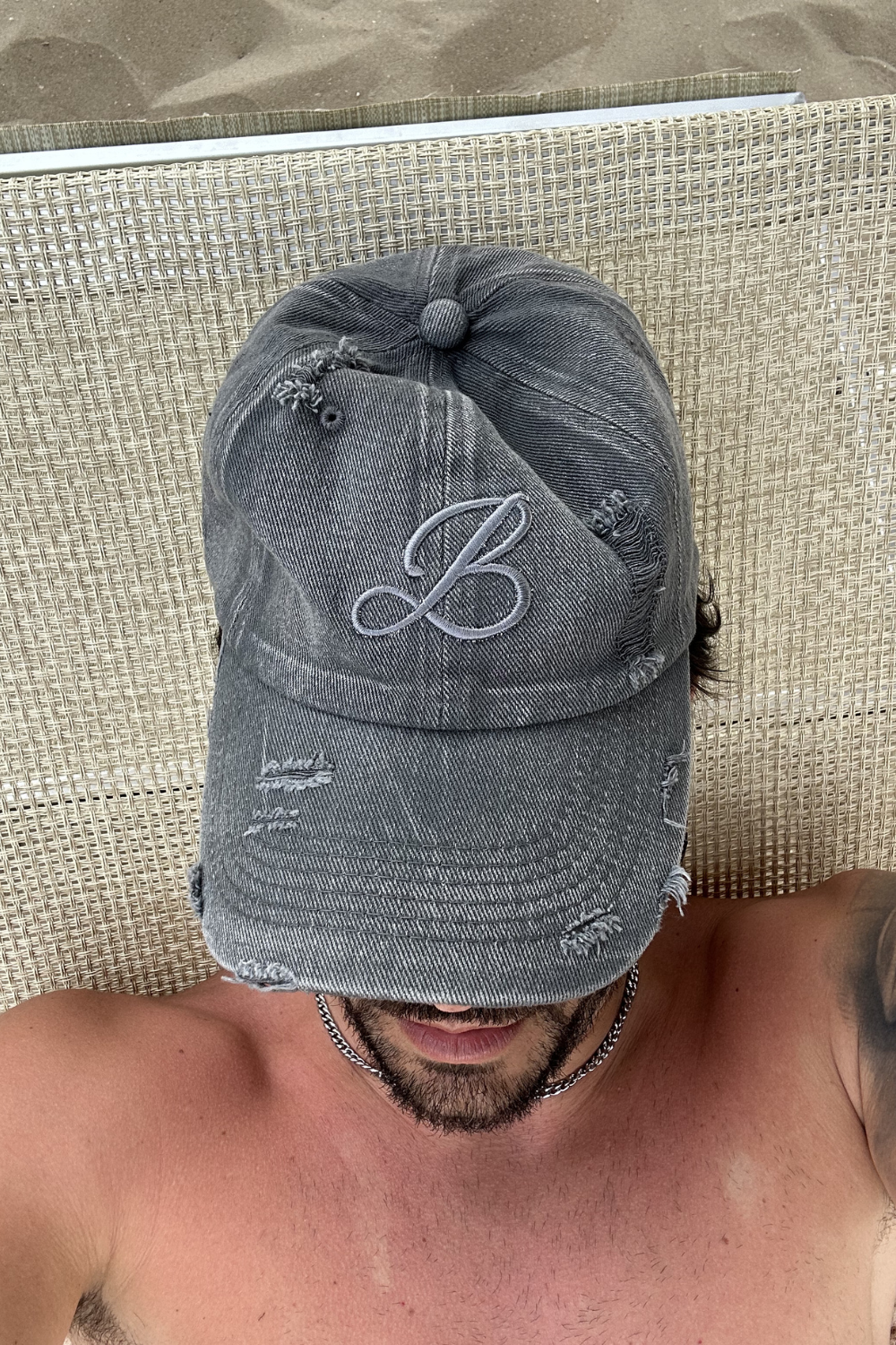 BABA "B" Distressed Cap - Grey