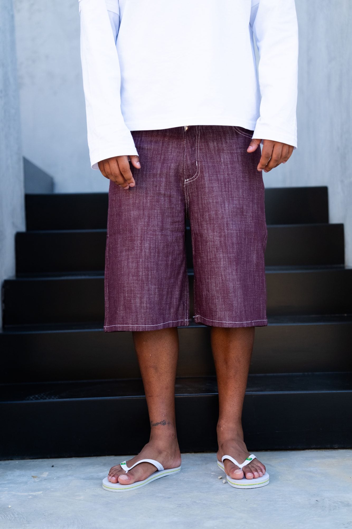 BABA Denim Shorts - Bordeaux