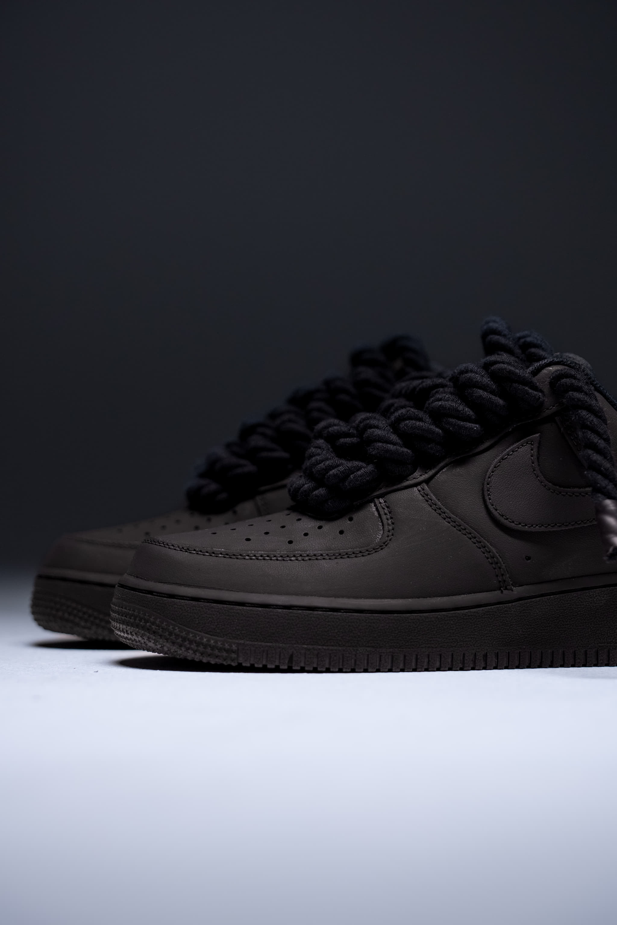 Nike Air Force 1 "Rope Laces Black" Dark Black