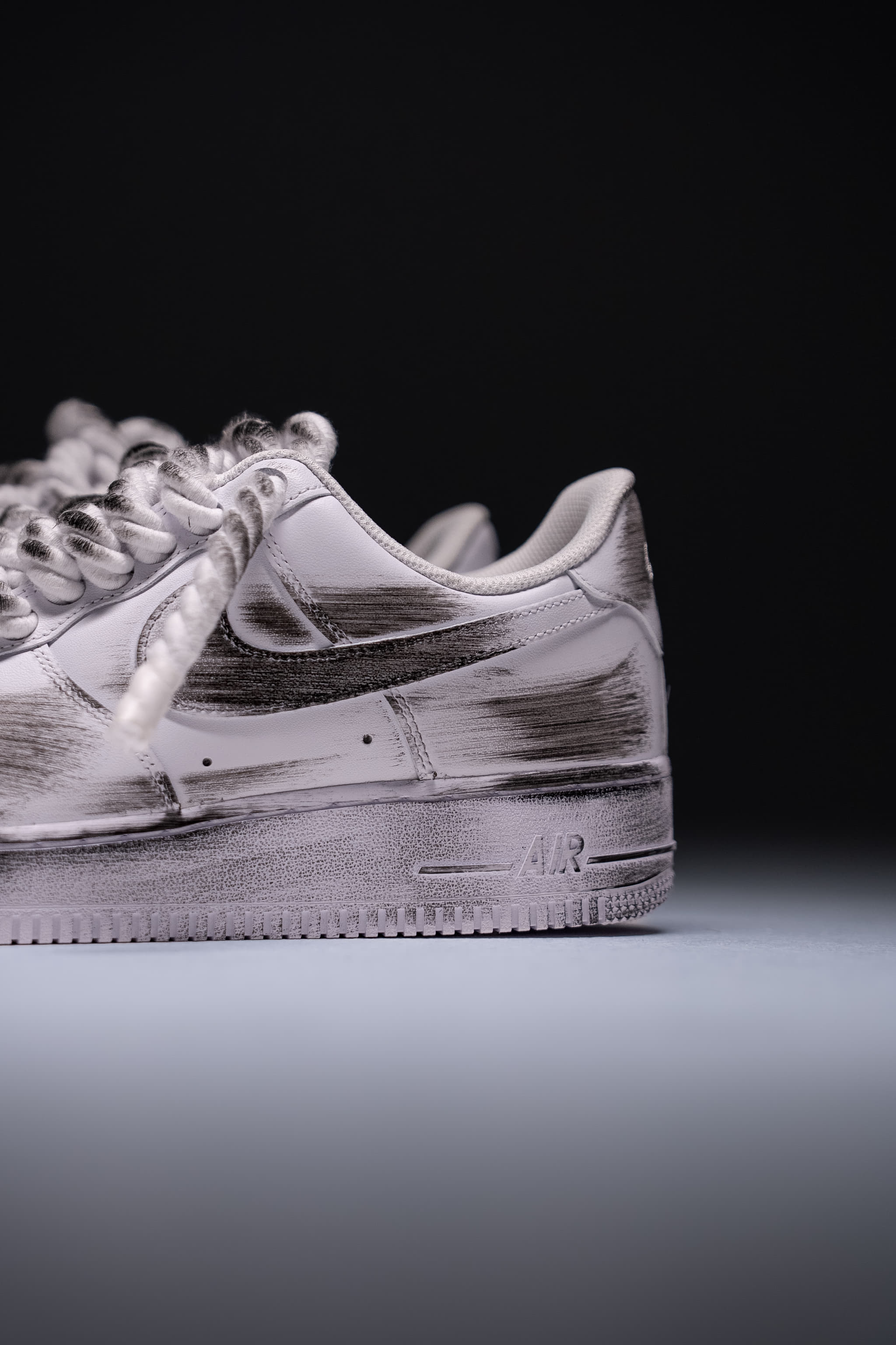 Nike Air Force 1 "Rope Laces White" Paint Black