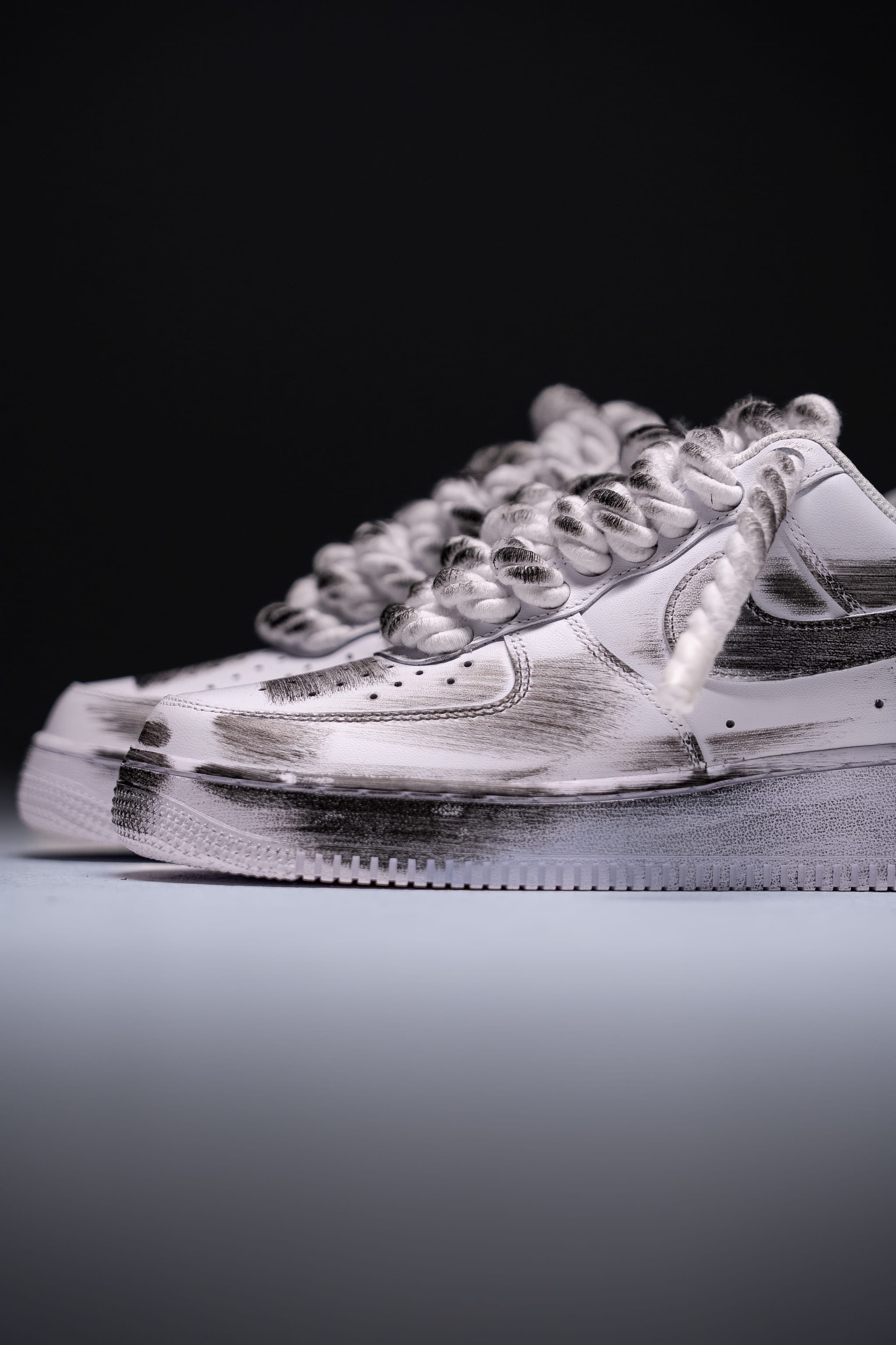 Nike Air Force 1 "Rope Laces White" Paint Black