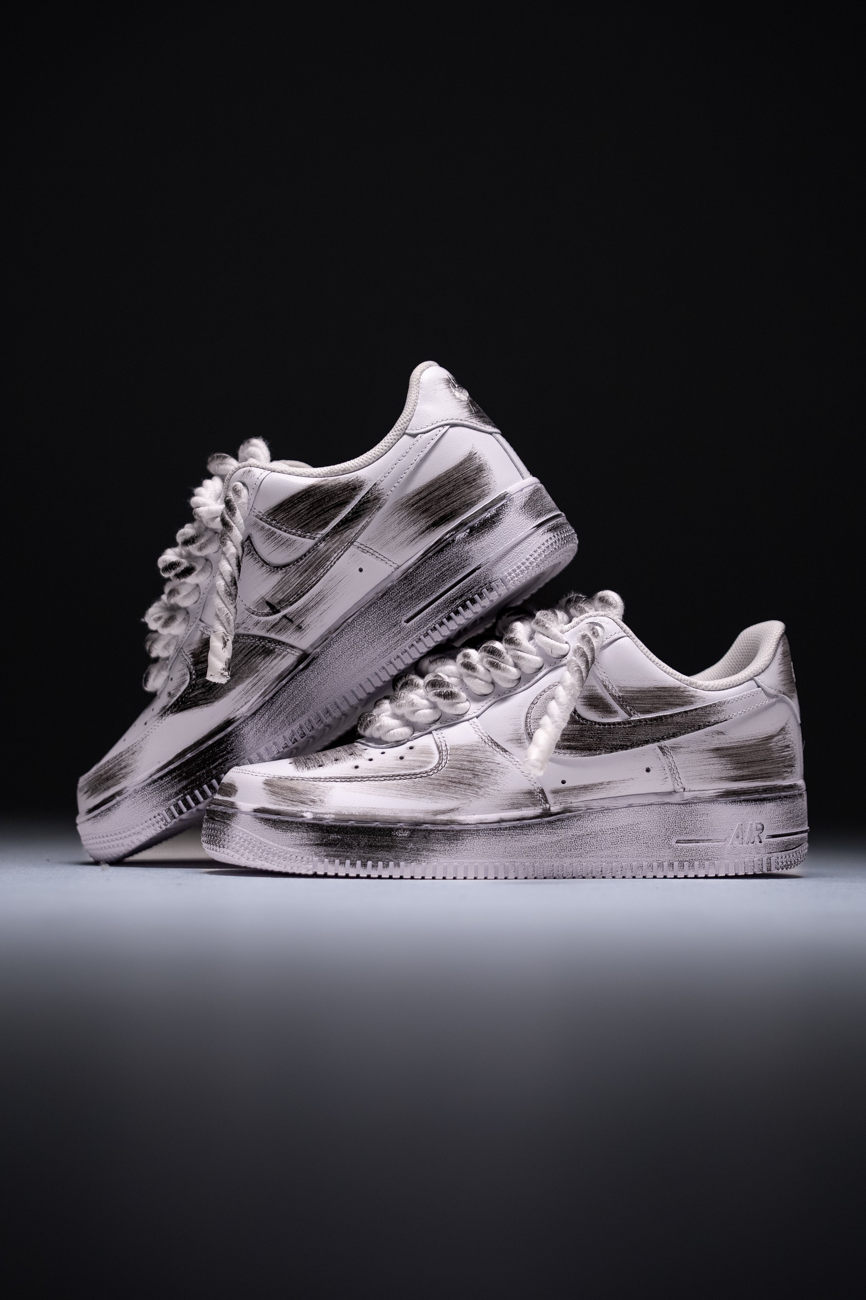 Nike Air Force 1 "Rope Laces White" Paint Black