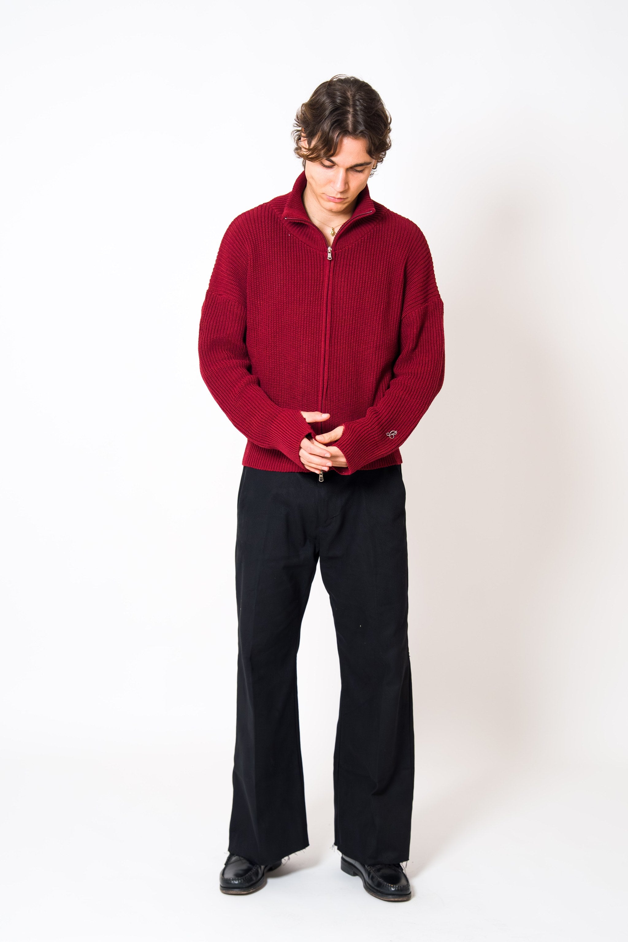 BABA Full Zip Sweater - Bordeaux