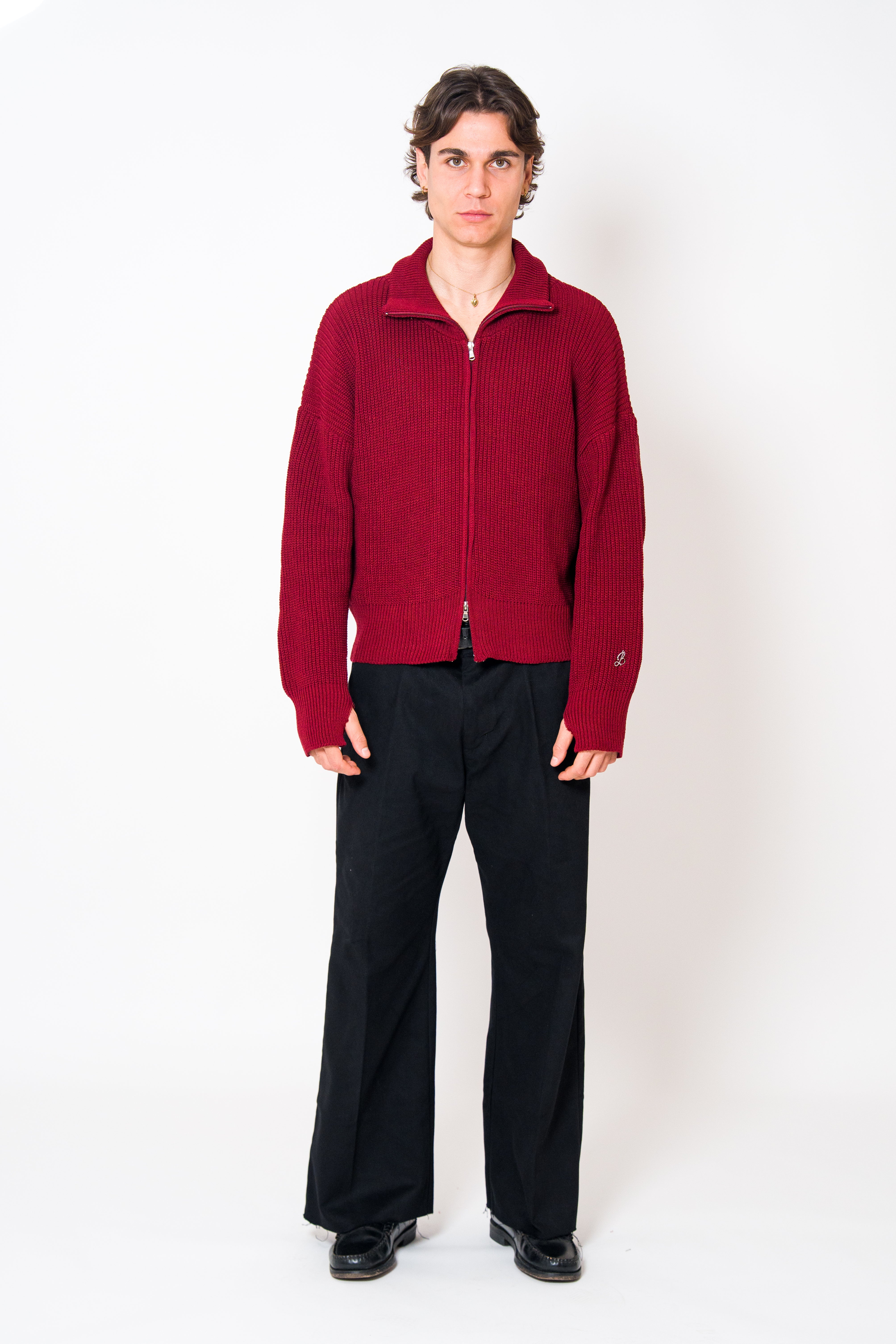 BABA Full Zip Sweater - Bordeaux
