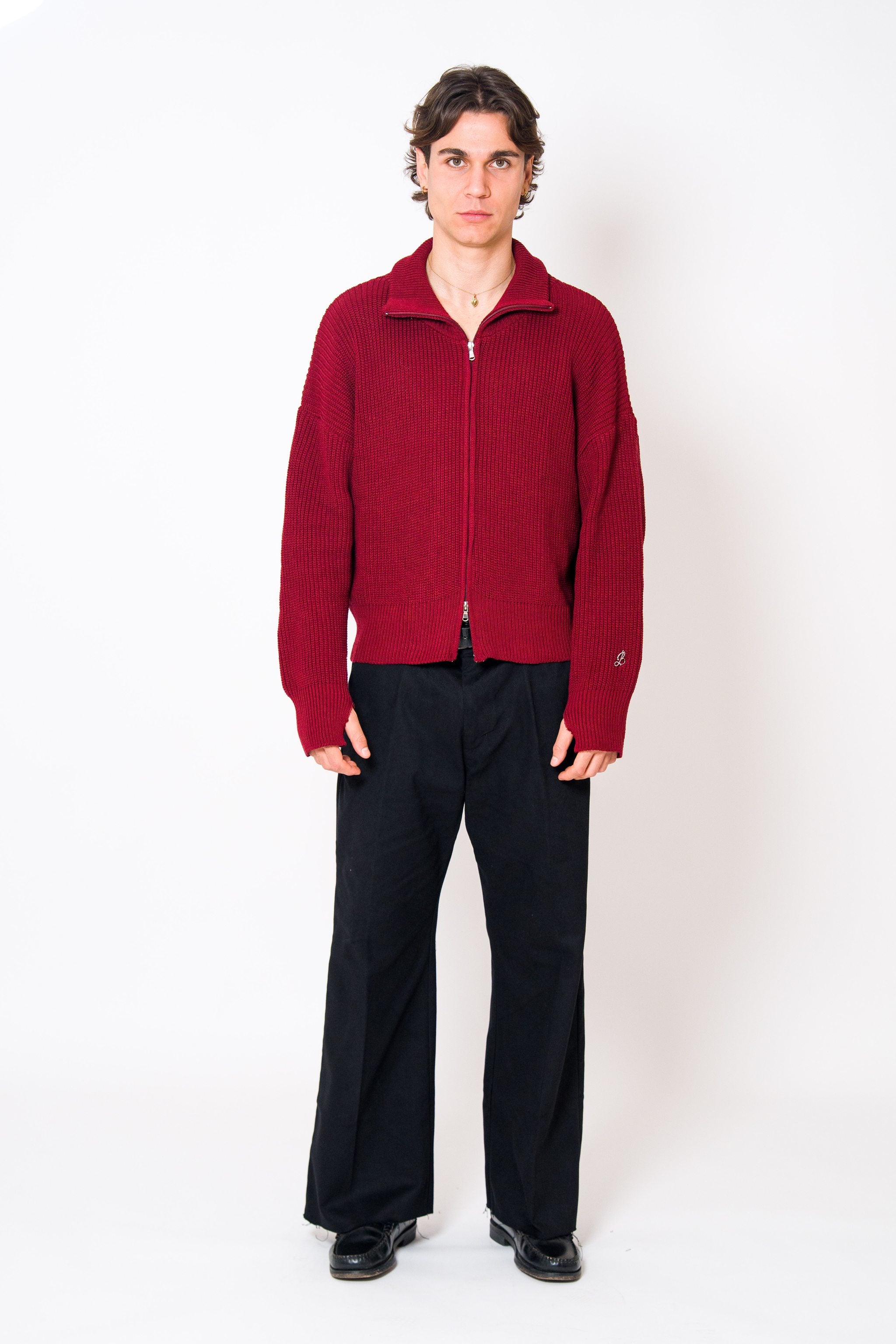 BABA Full Zip Sweater - Bordeaux