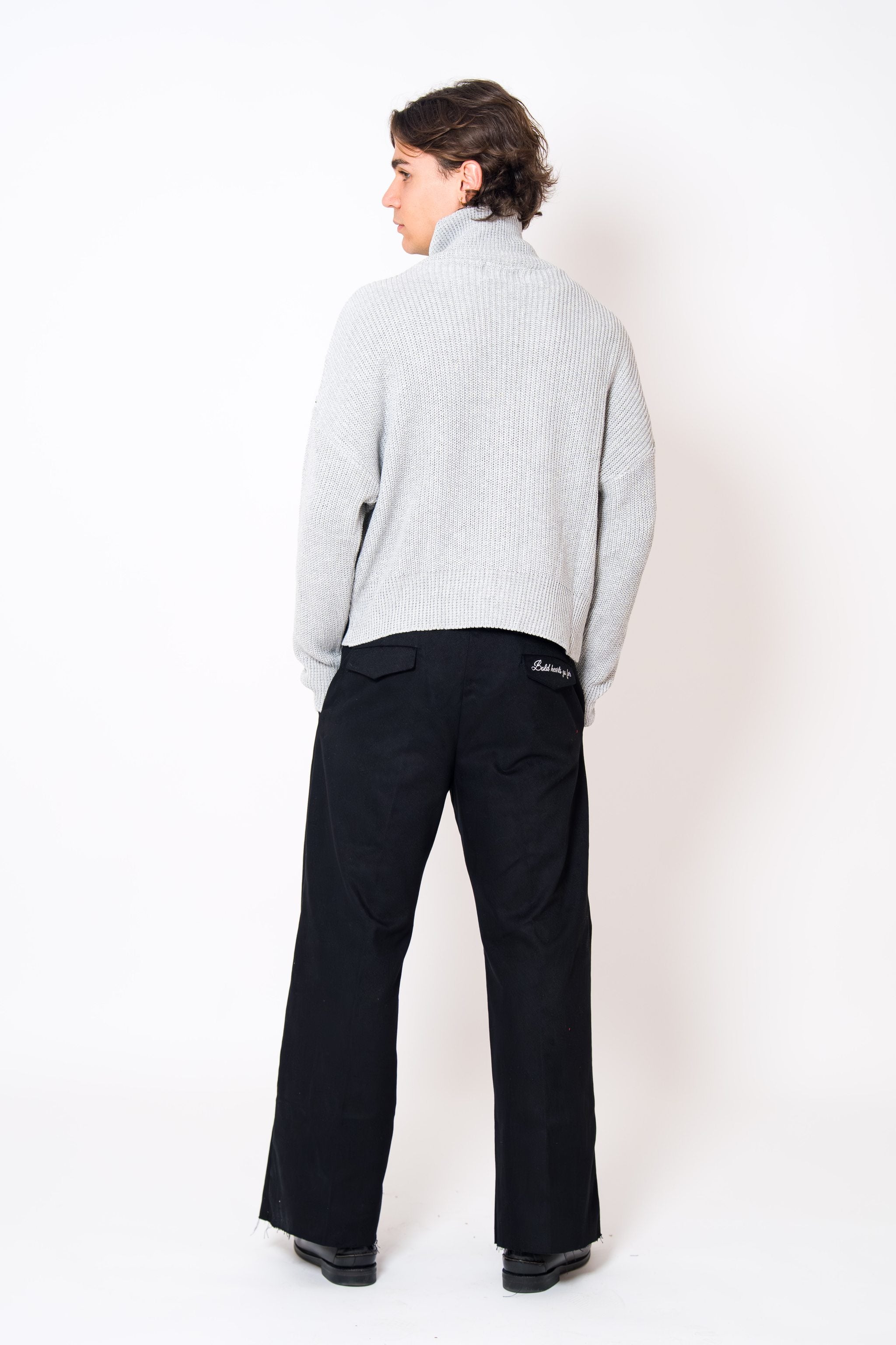 BABA Full Zip Sweater - Light Grey