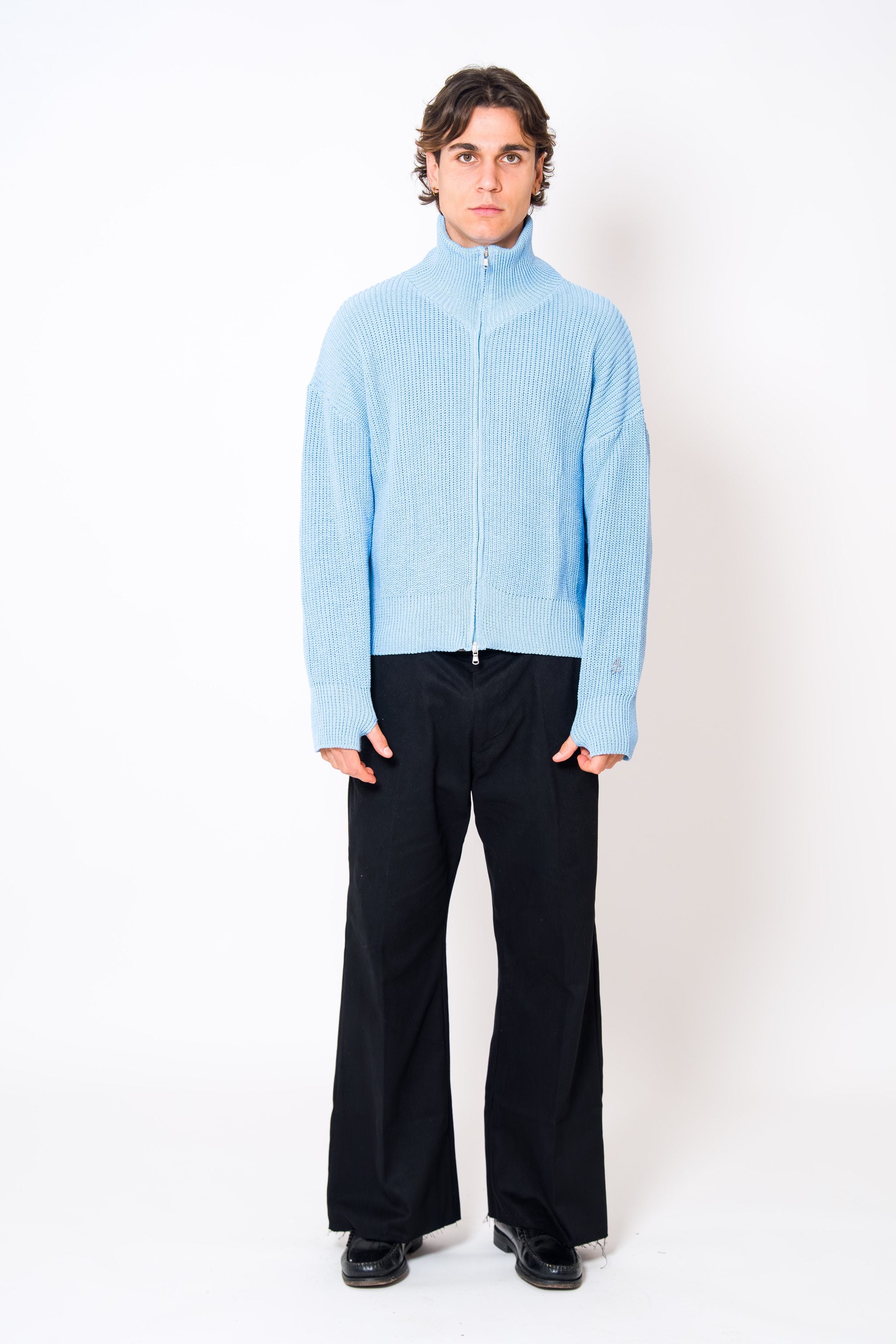 BABA Full Zip Sweater - Sky