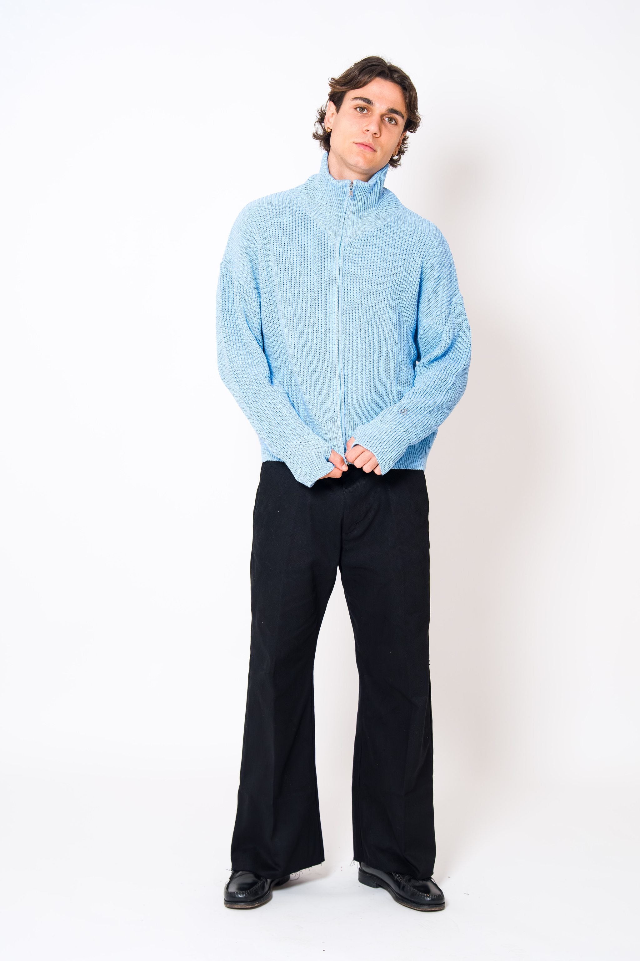 BABA Full Zip Sweater - Sky