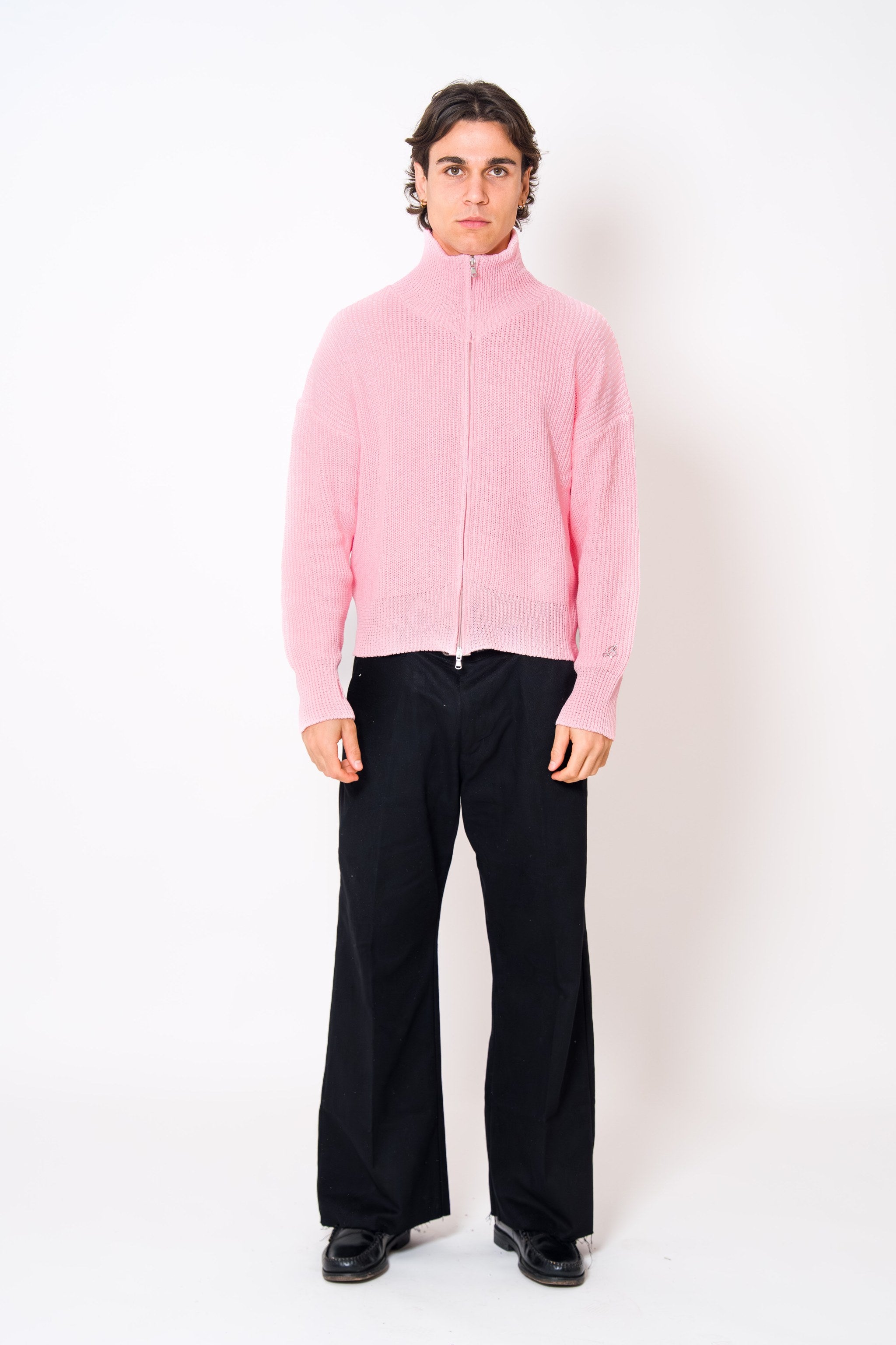 BABA Full Zip Sweater - Soft Pink