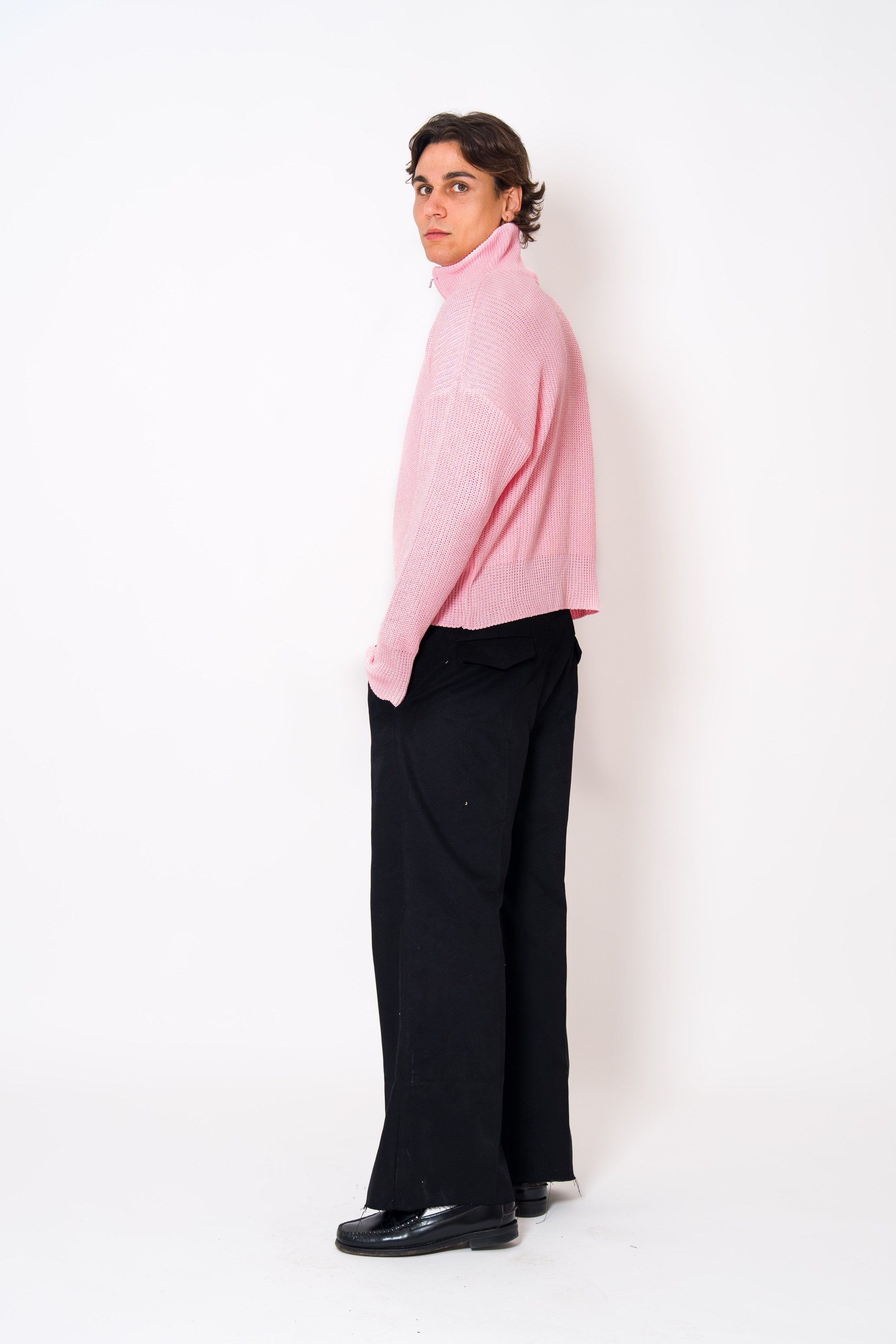 BABA Full Zip Sweater - Soft Pink