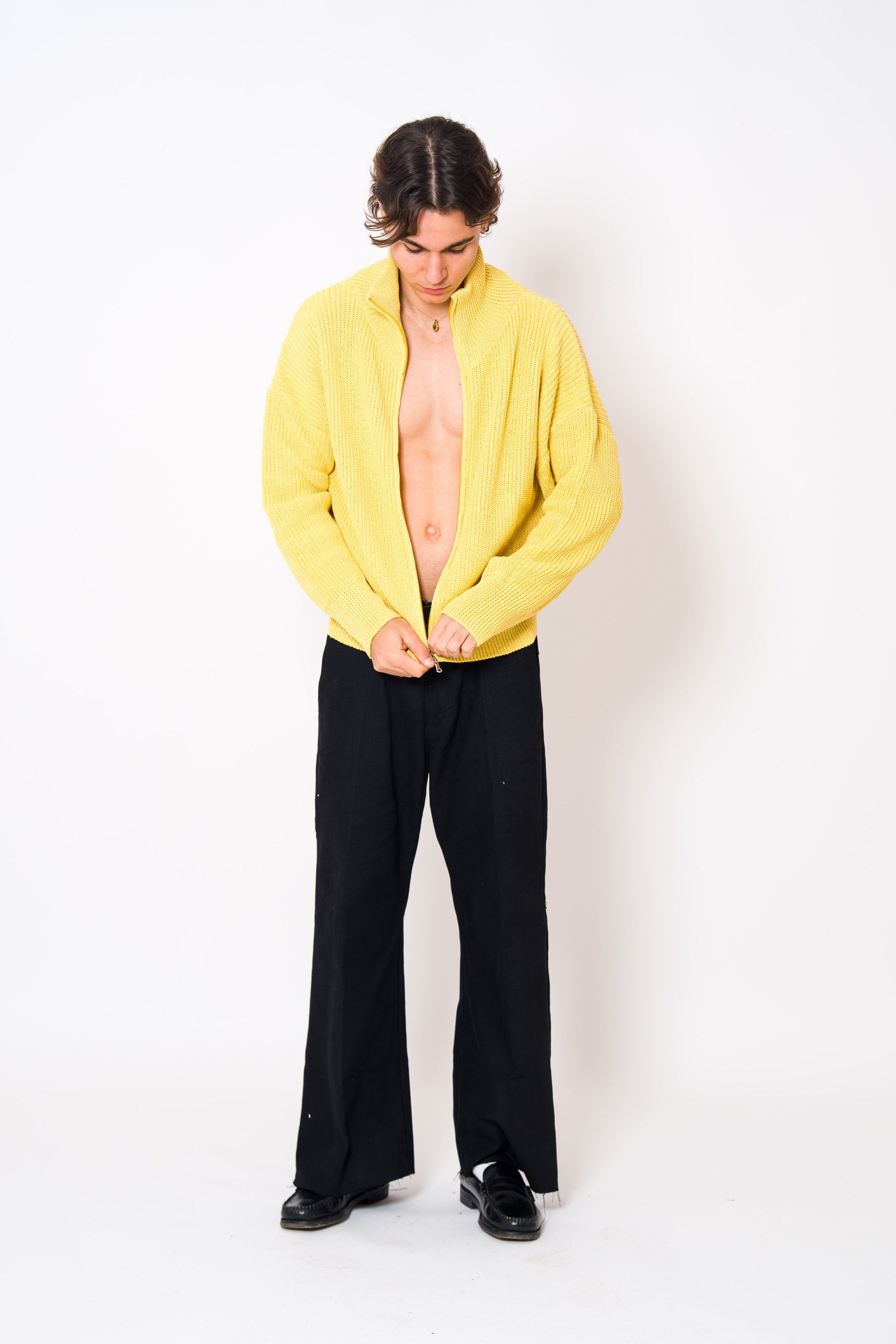 BABA Full Zip Sweater - Soft Yellow