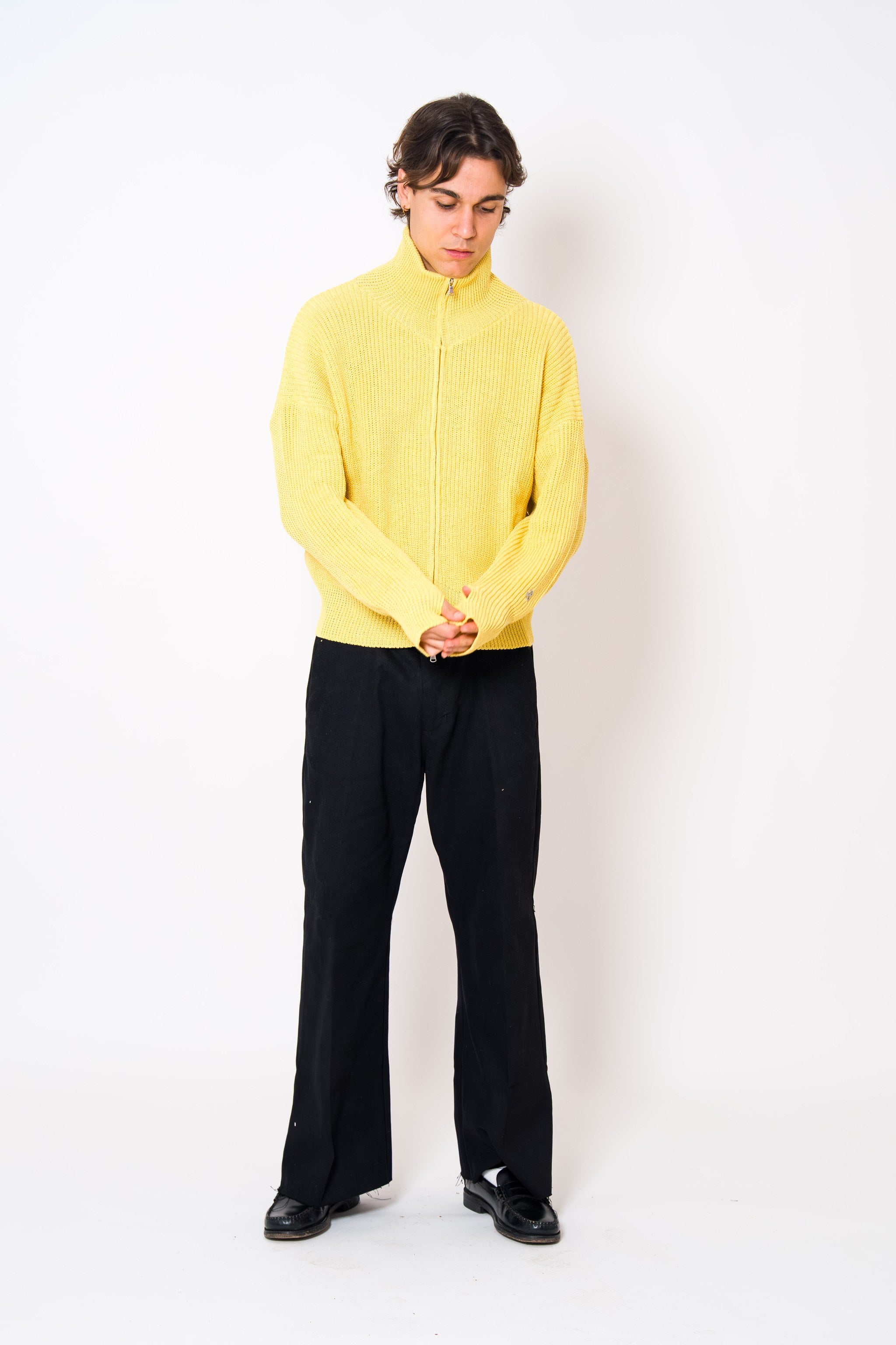 BABA Full Zip Sweater - Soft Yellow