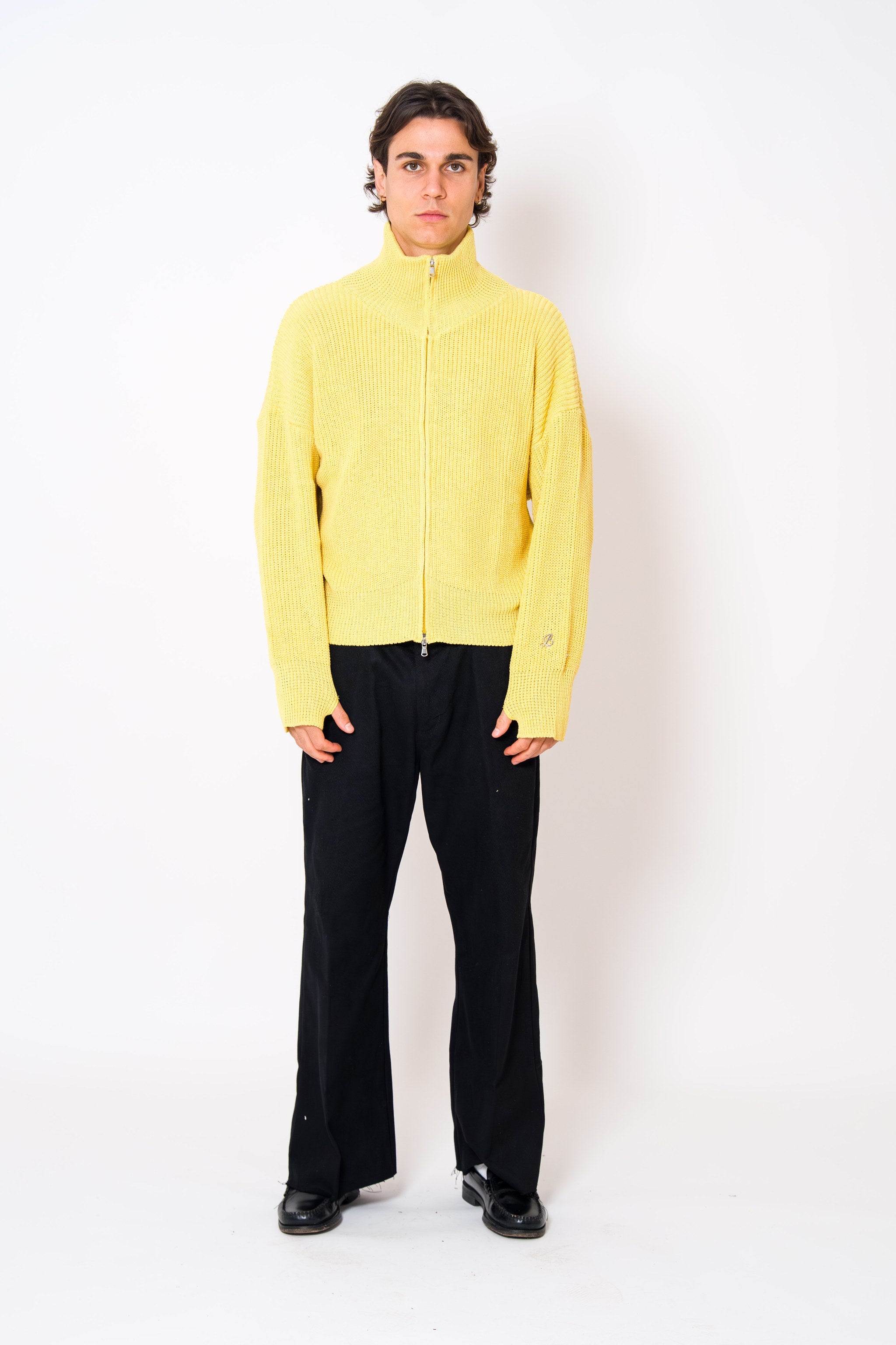 BABA Full Zip Sweater - Soft Yellow