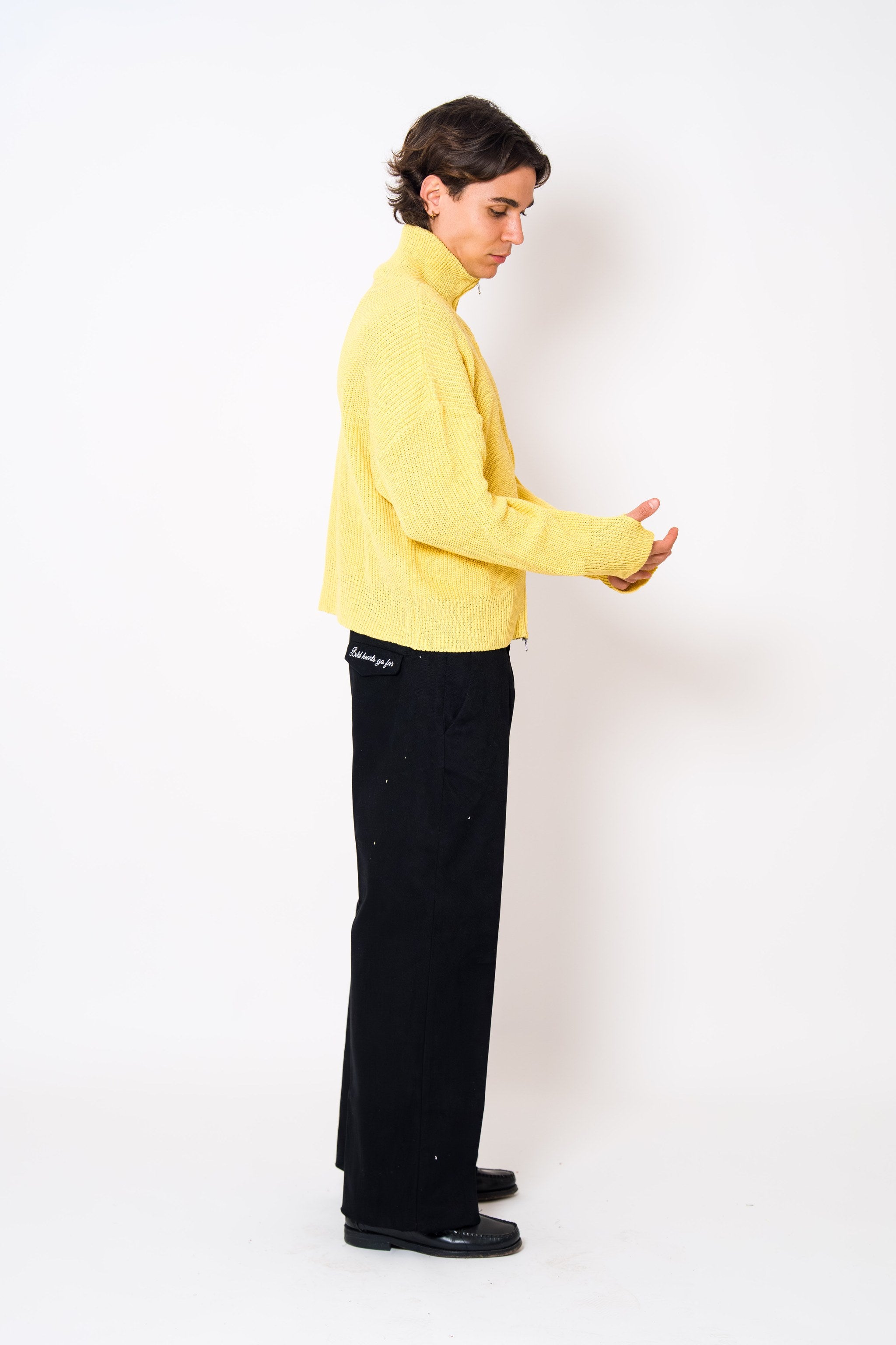 BABA Full Zip Sweater - Soft Yellow