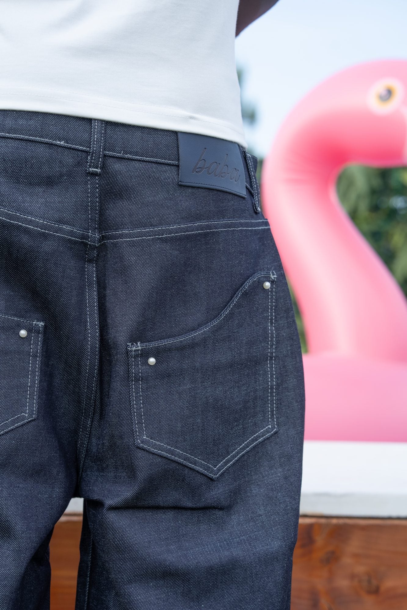 BABA Irregular Carpenter Pearls Denim - Raw Blue