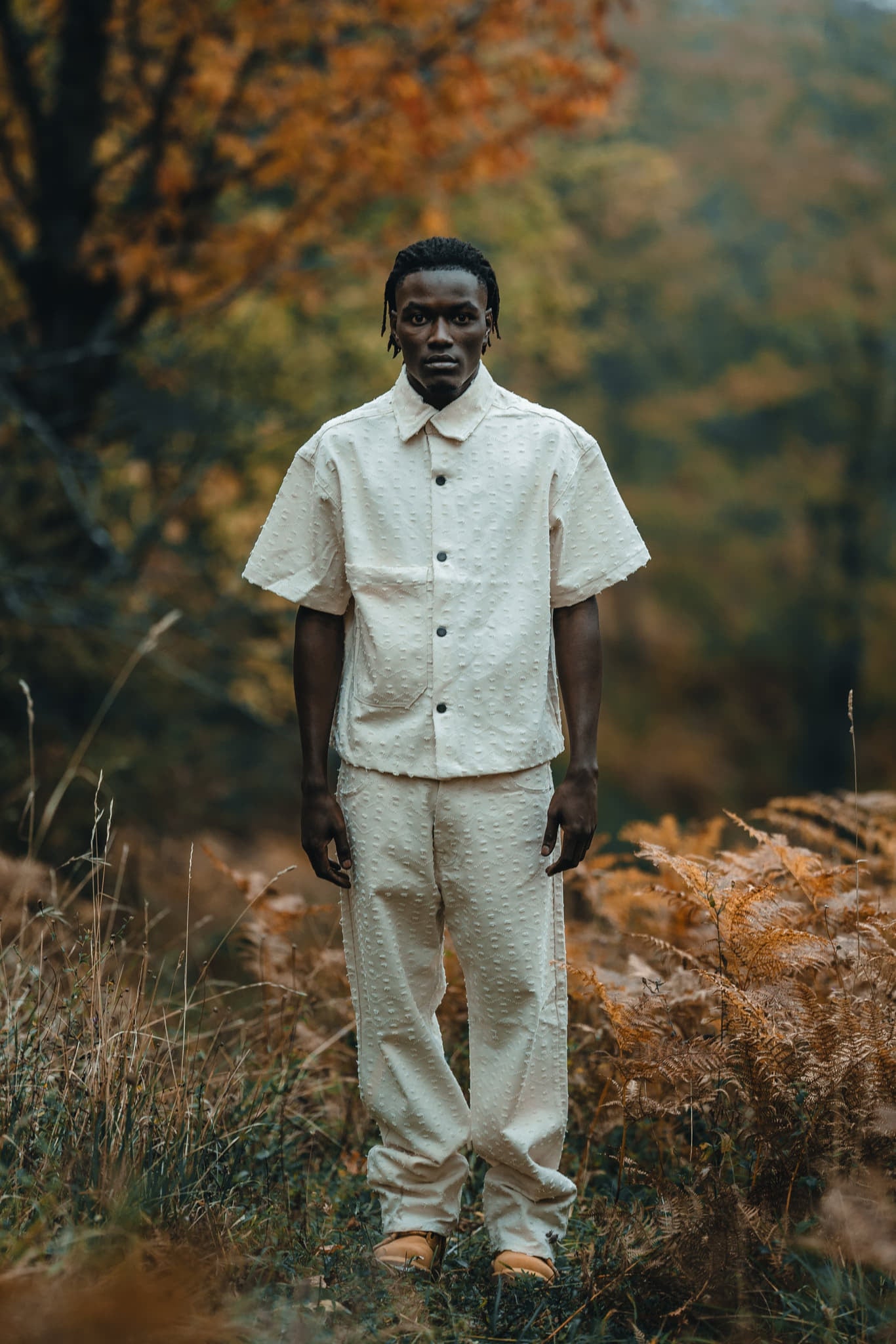 BABA Matching Set Denim Distressed - Beige