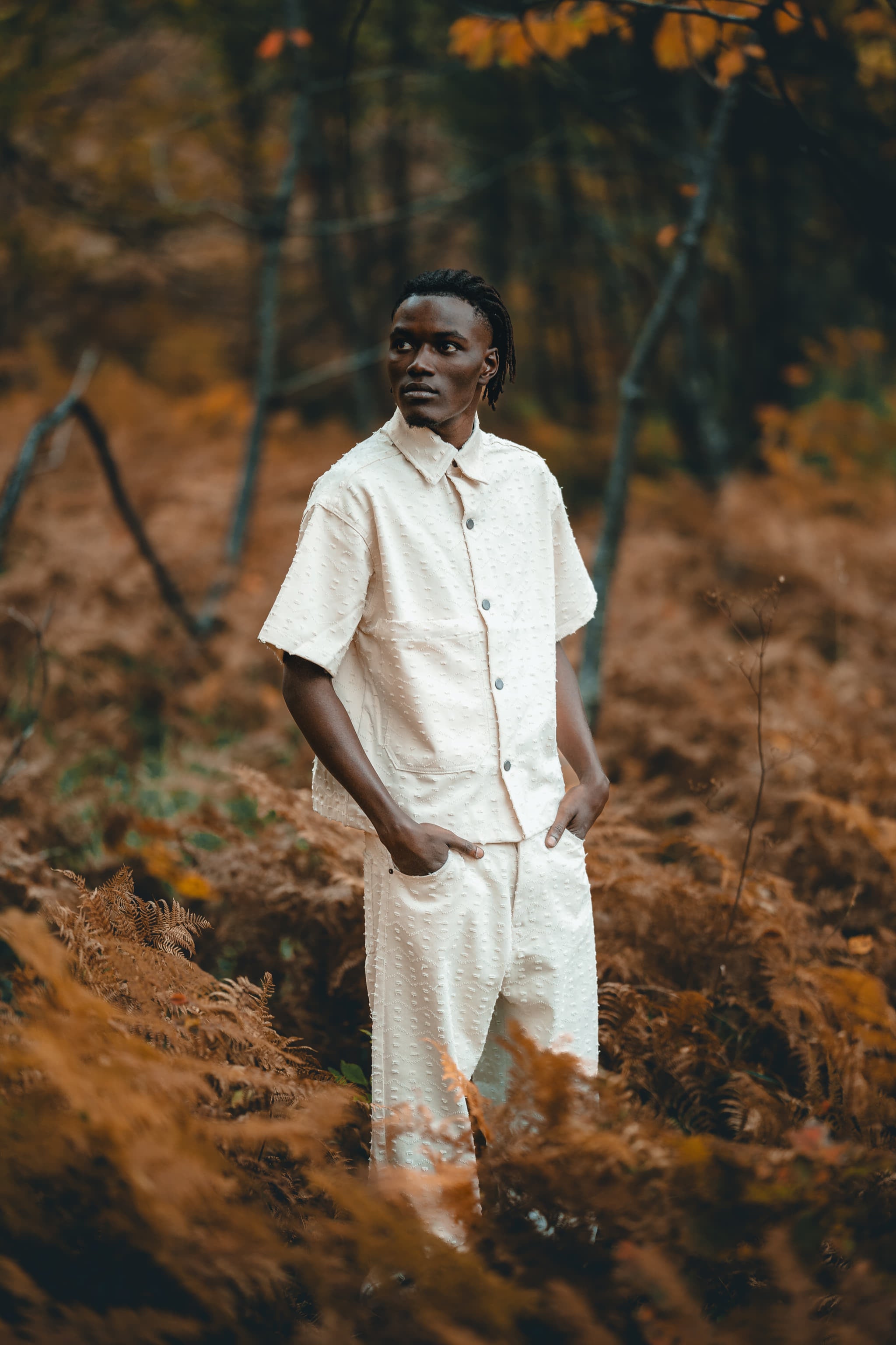 BABA Matching Set Denim Distressed - Beige