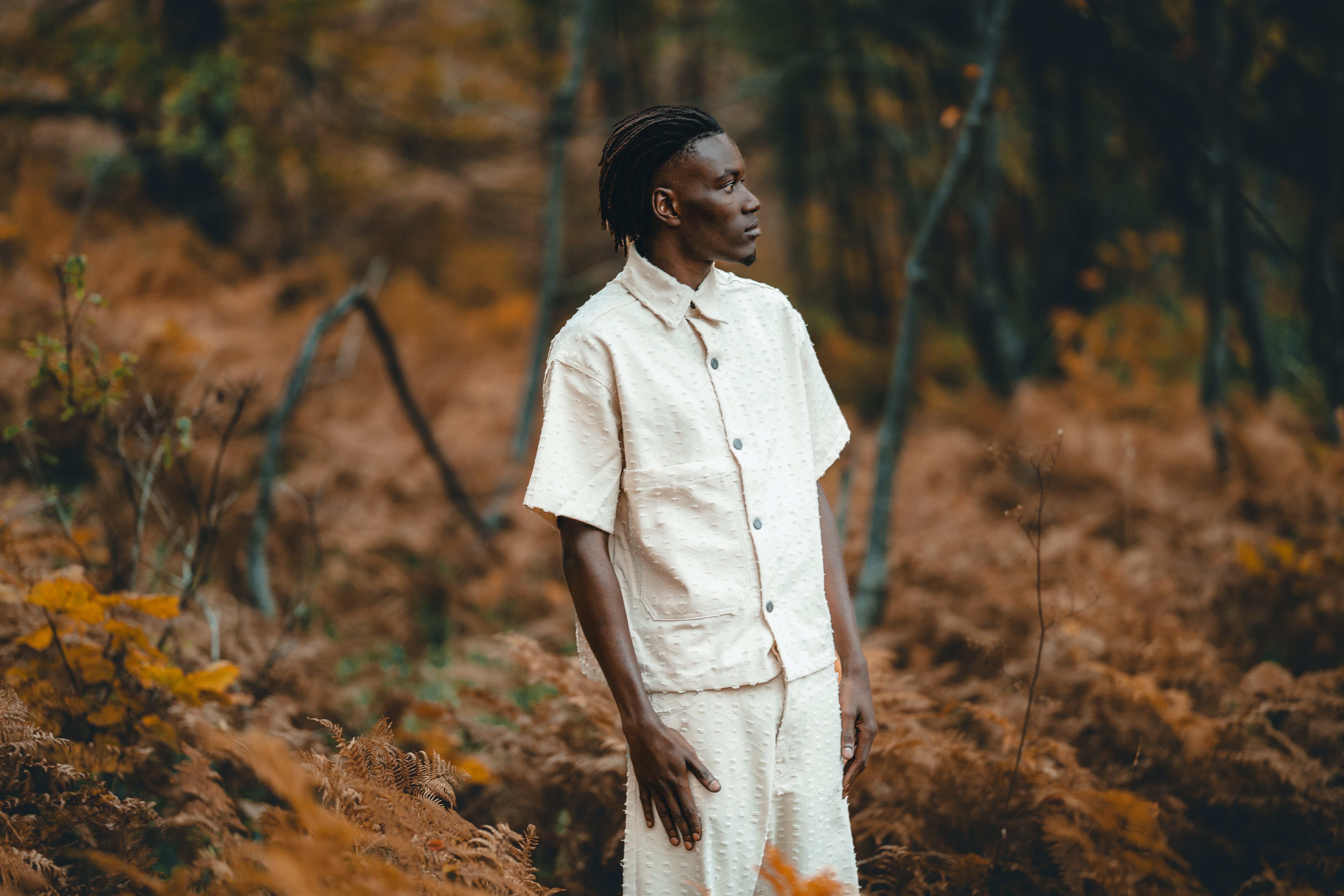 BABA Matching Set Denim Distressed - Beige