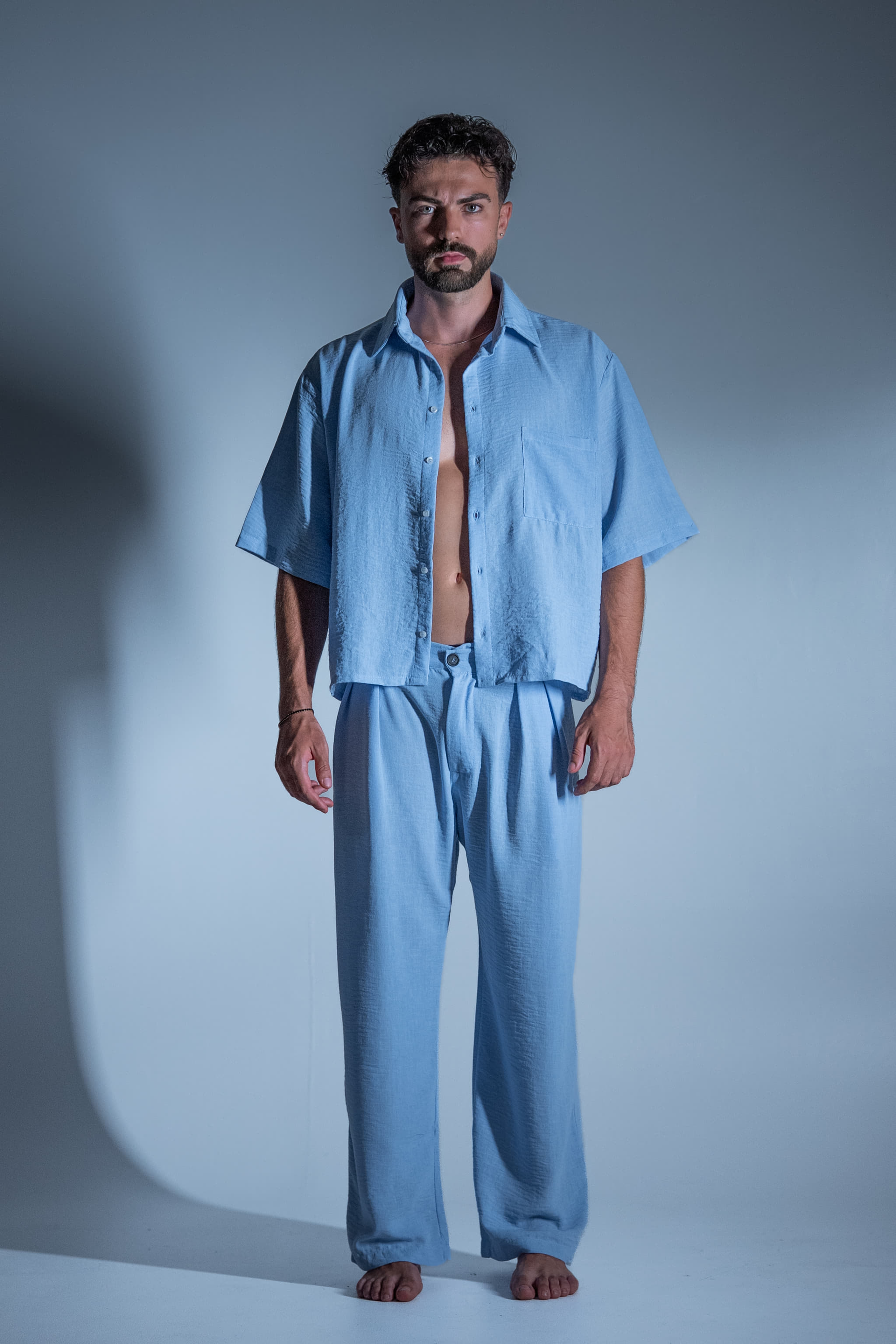 BABA Matching Set Misto Lino - Light Blue