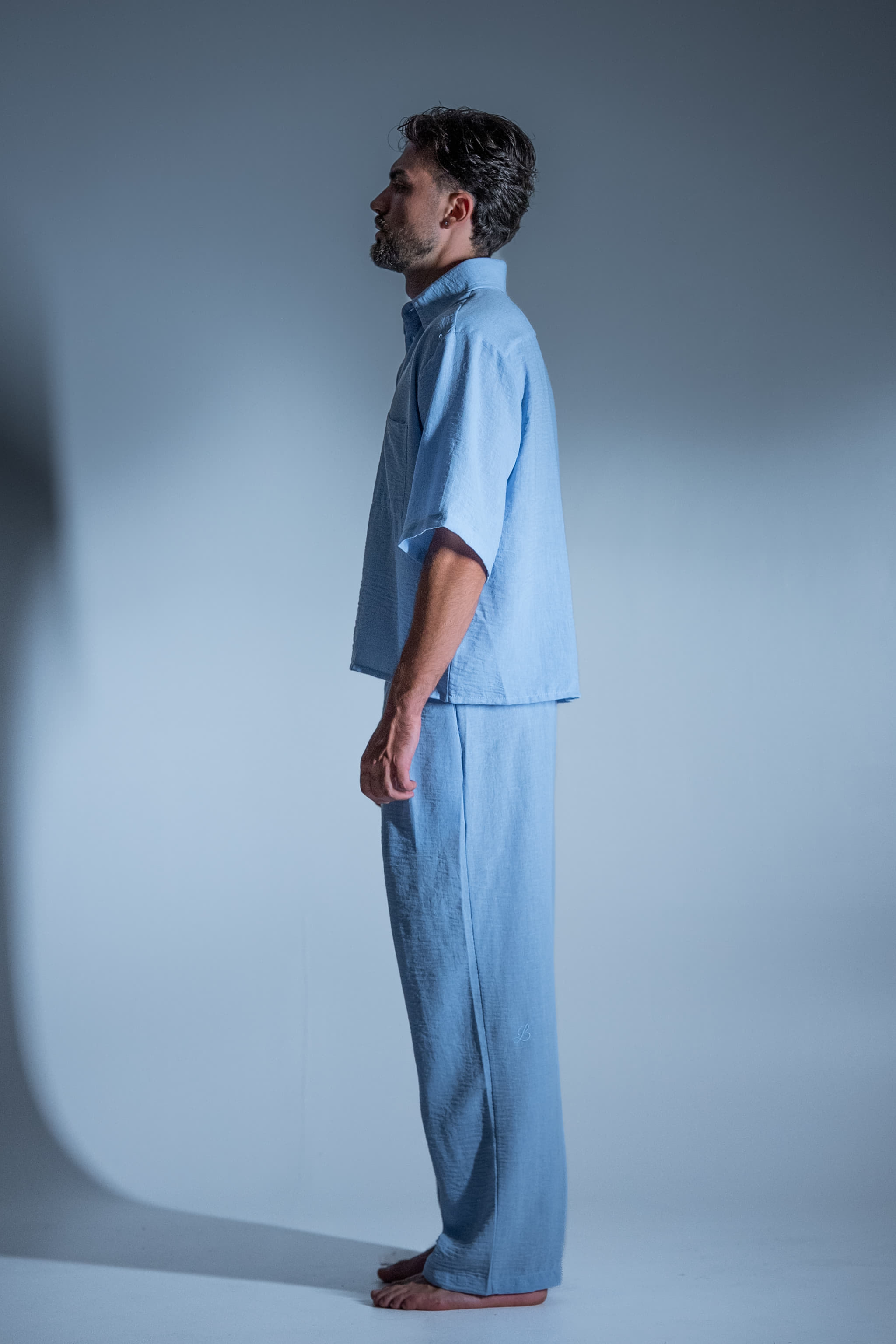 BABA Matching Set Misto Lino - Light Blue