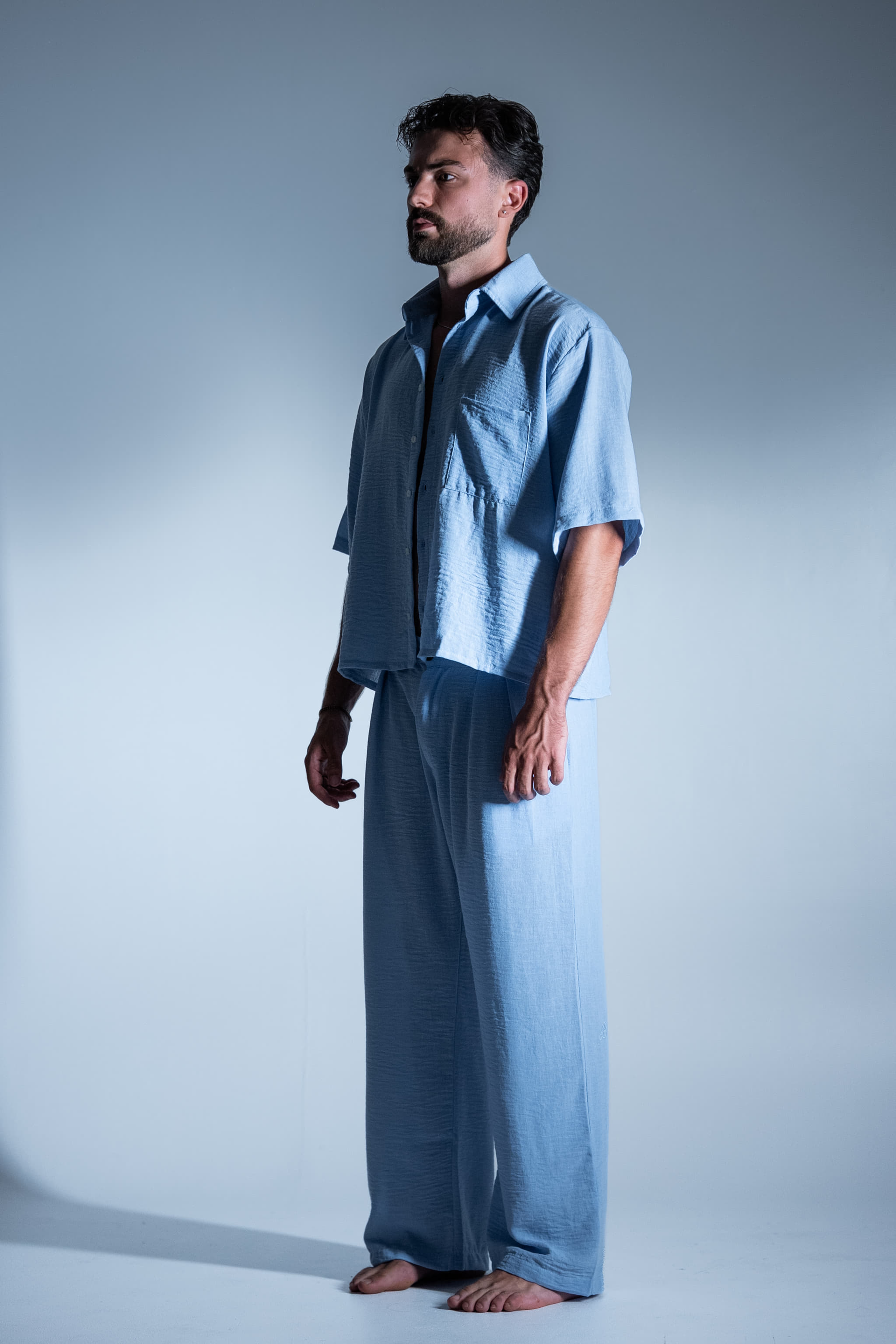 BABA Matching Set Misto Lino - Light Blue