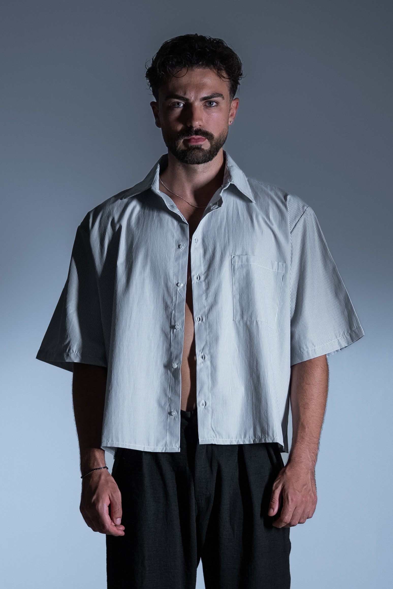 BABA Crop Shirt - Light Grey