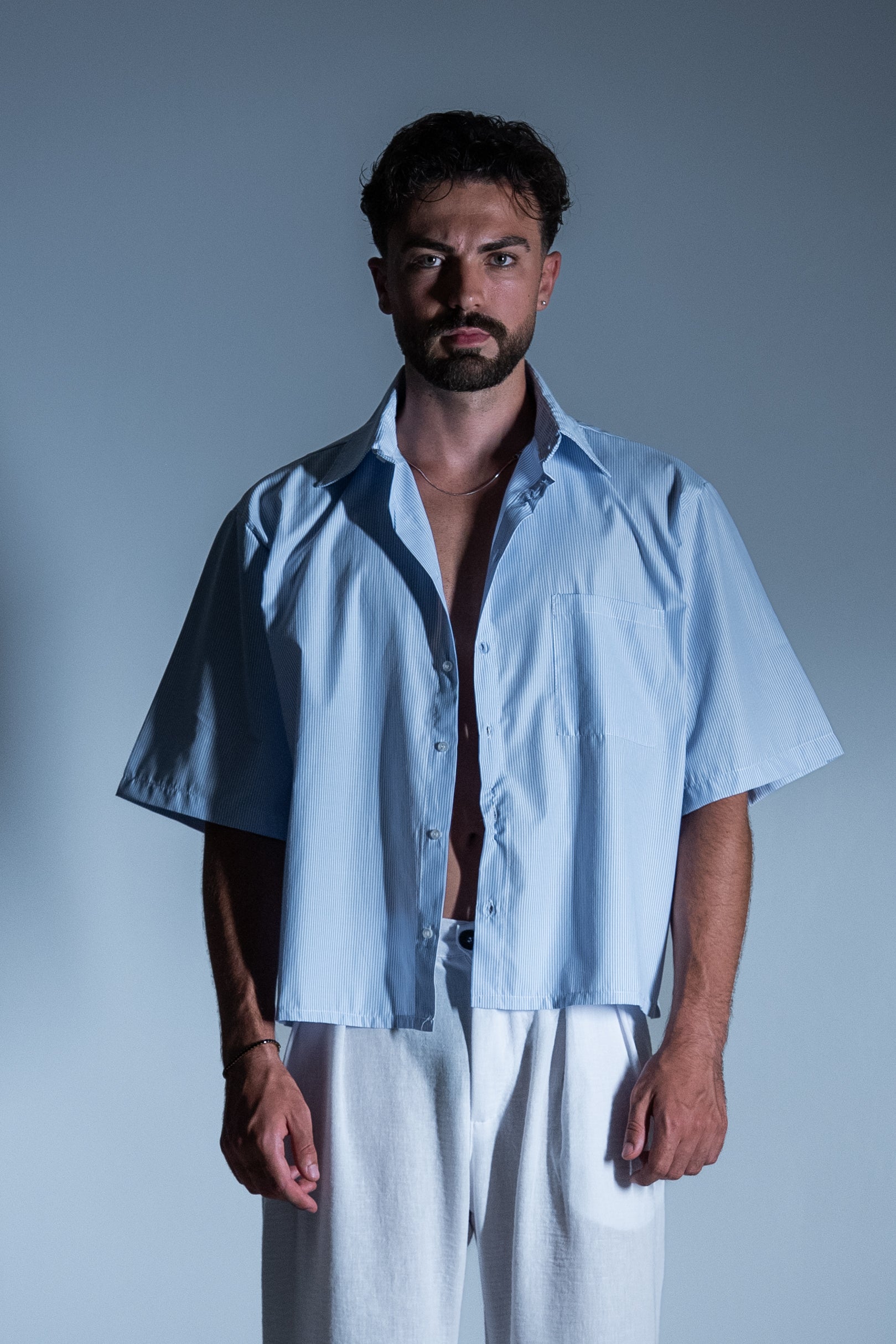 BABA Crop Shirt - Light Blue