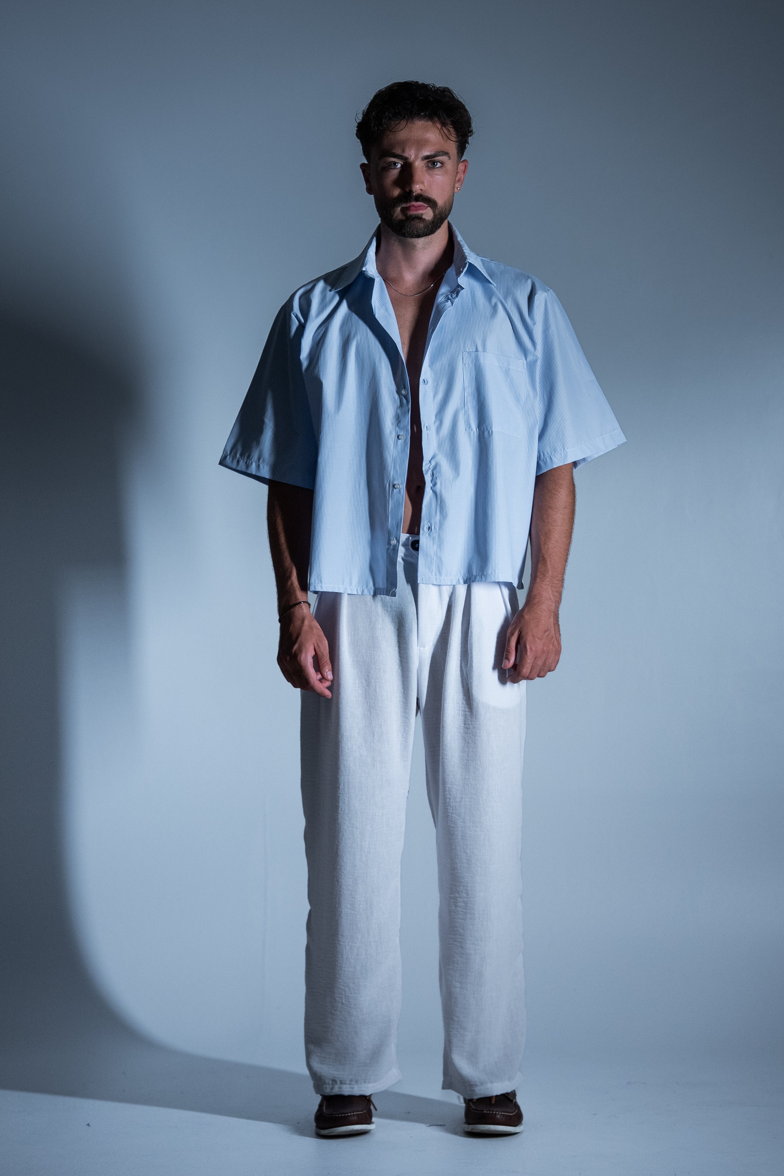 BABA Crop Shirt - Light Blue
