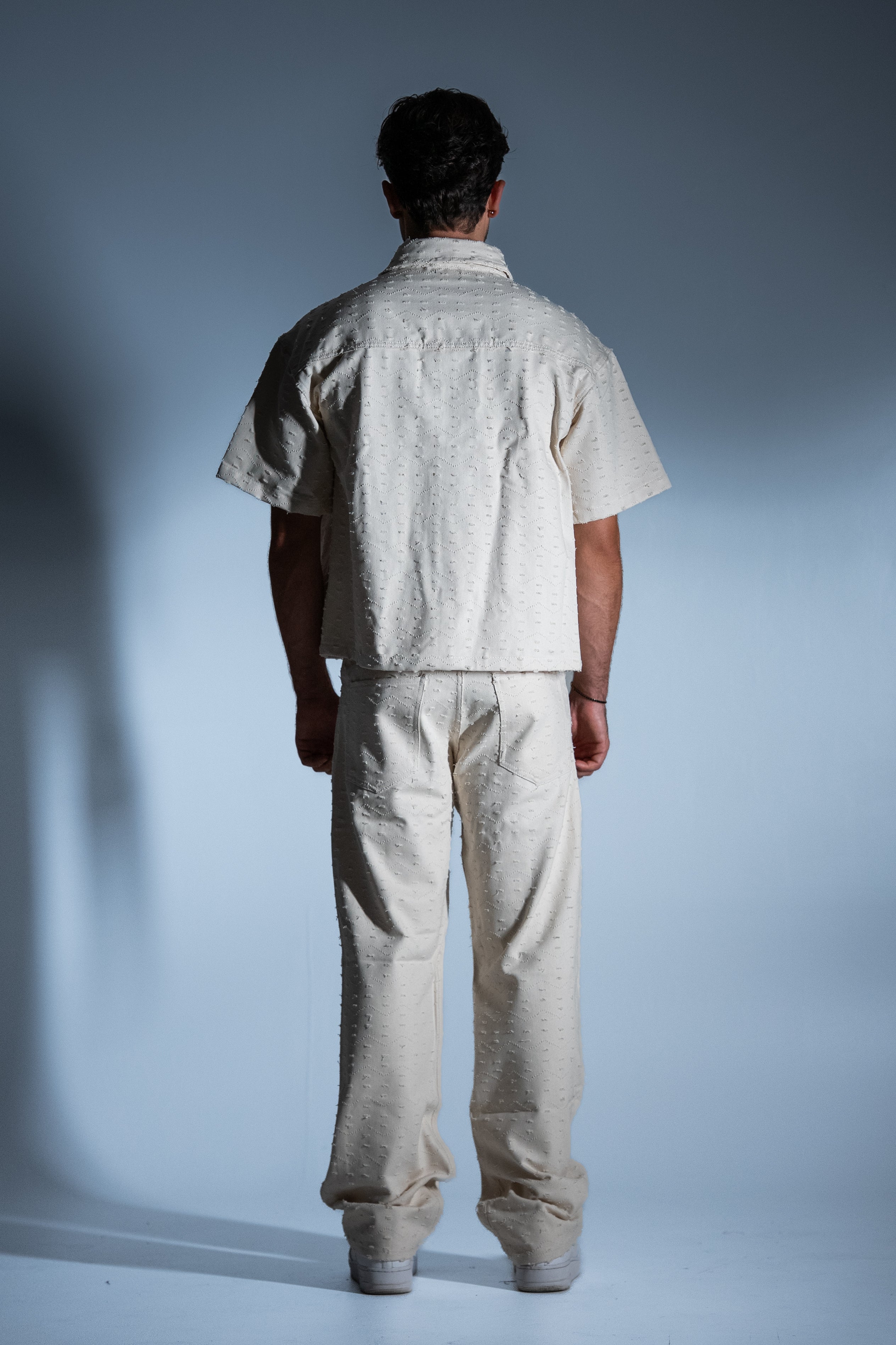 BABA Matching Set Denim Distressed - Beige