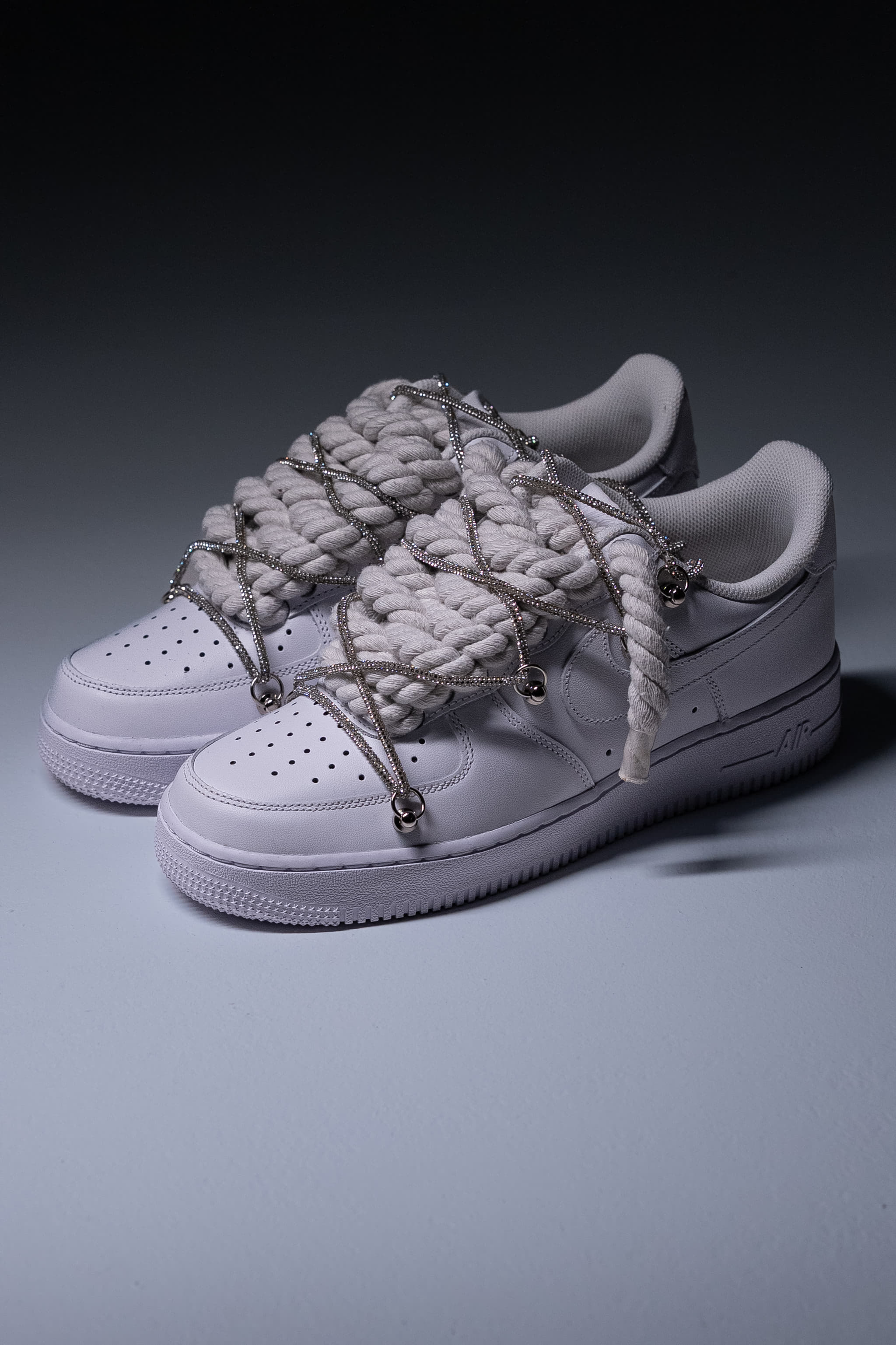 Nike Air Force 1 "Rope Laces White" Triple Silver