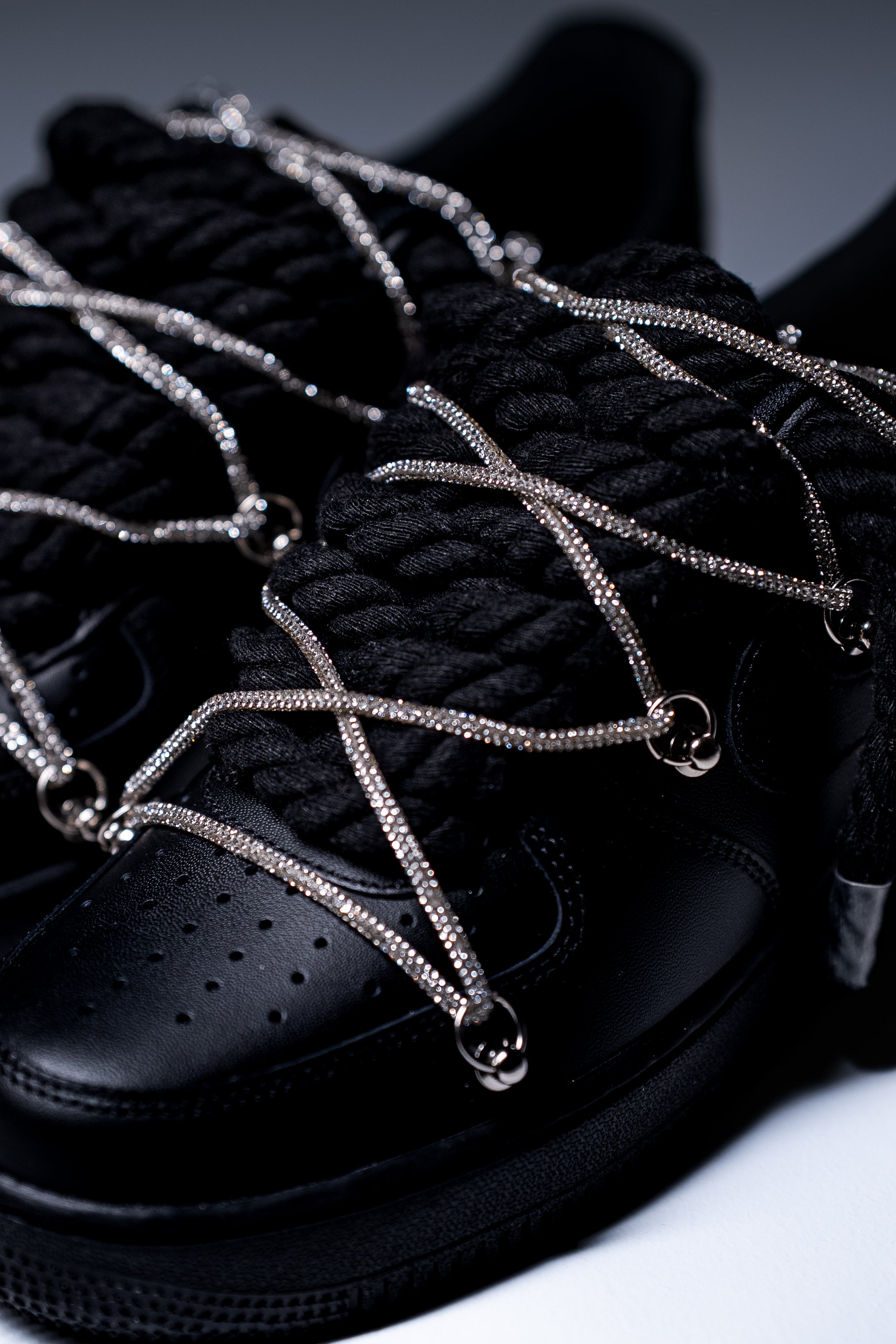 Nike Air Force 1 "Rope Laces Black" Triple Silver