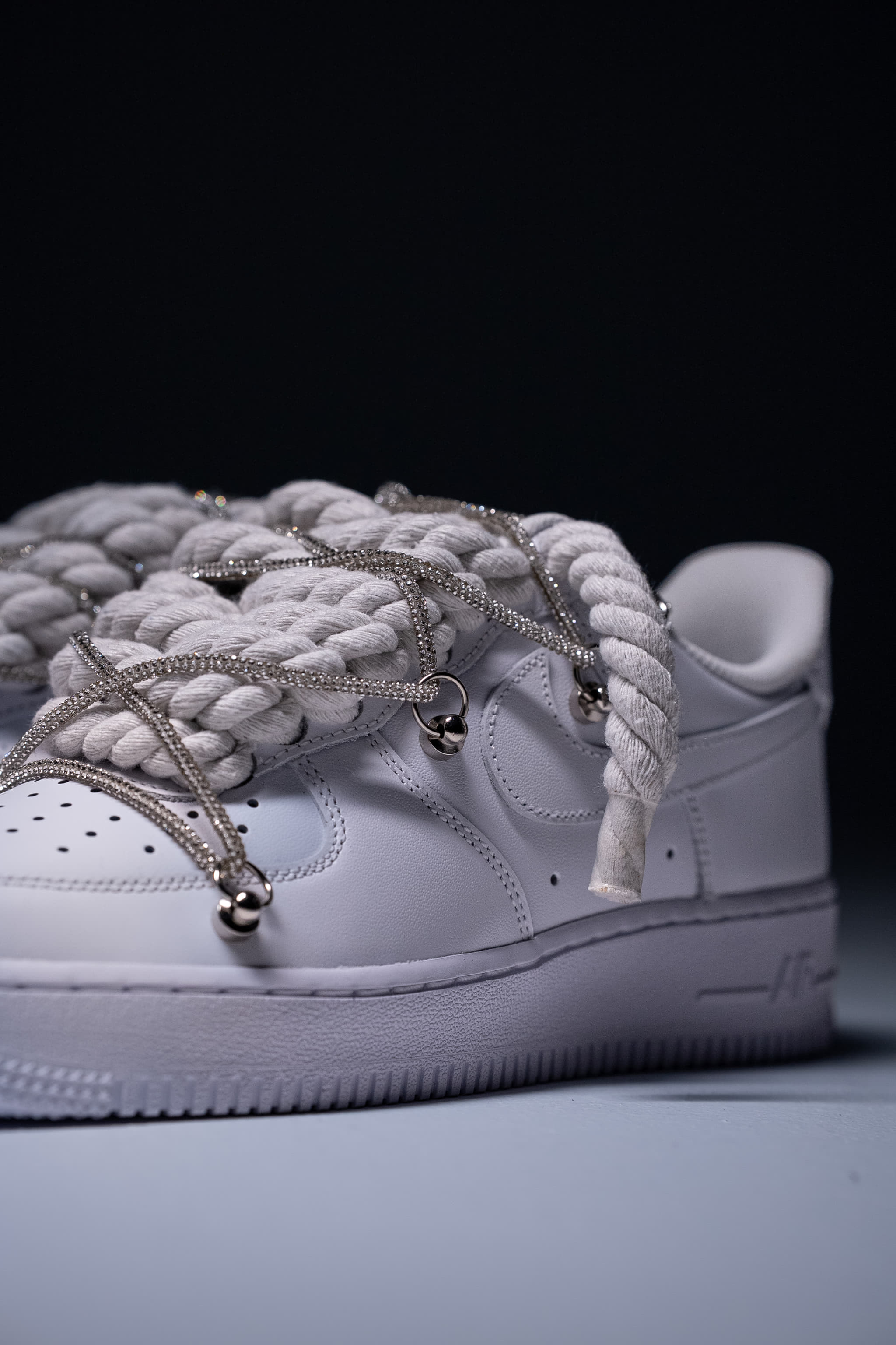 Nike Air Force 1 "Rope Laces White" Triple Silver