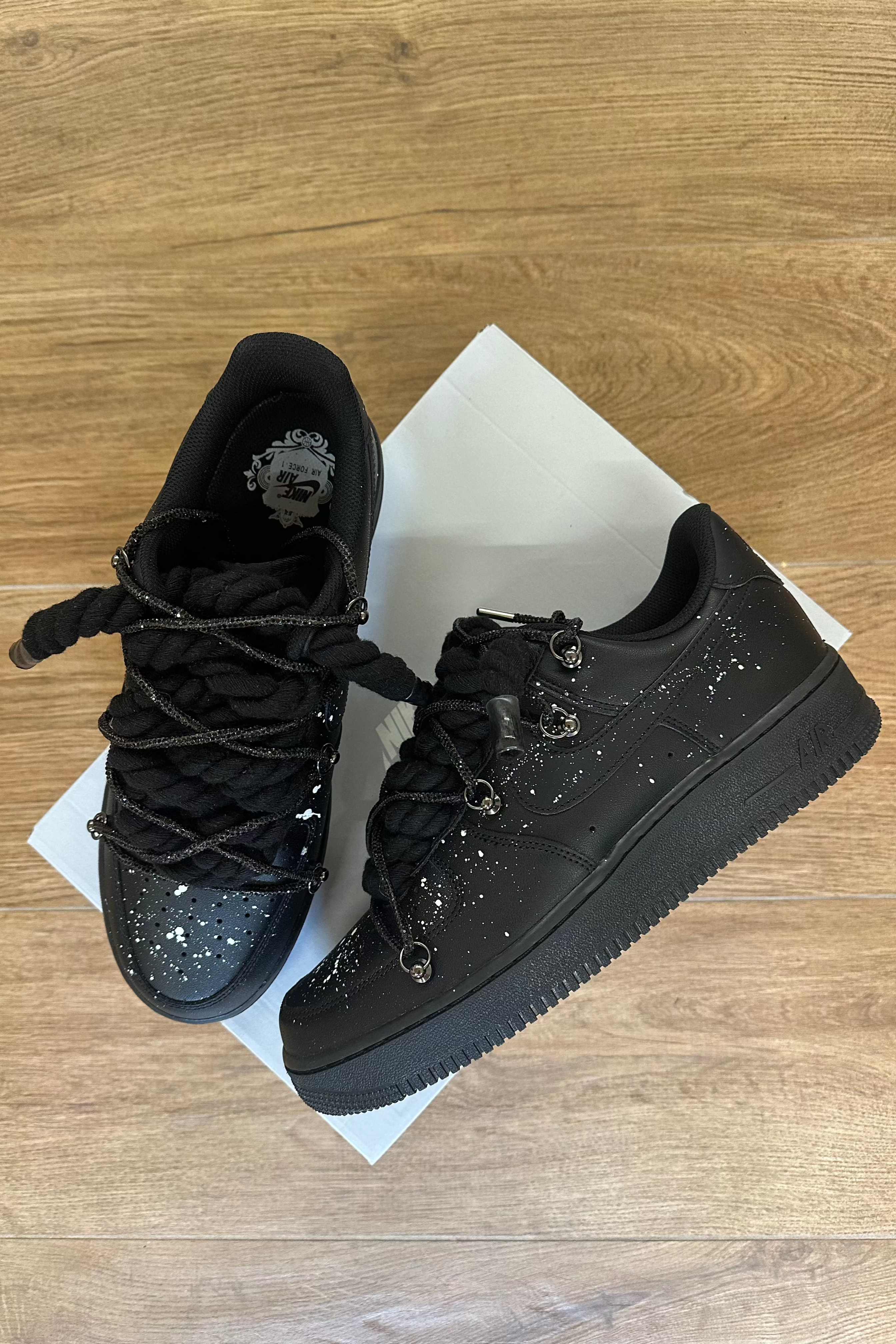 Nike Air Force 1 "Rope Laces Black" Total Black Starry Night