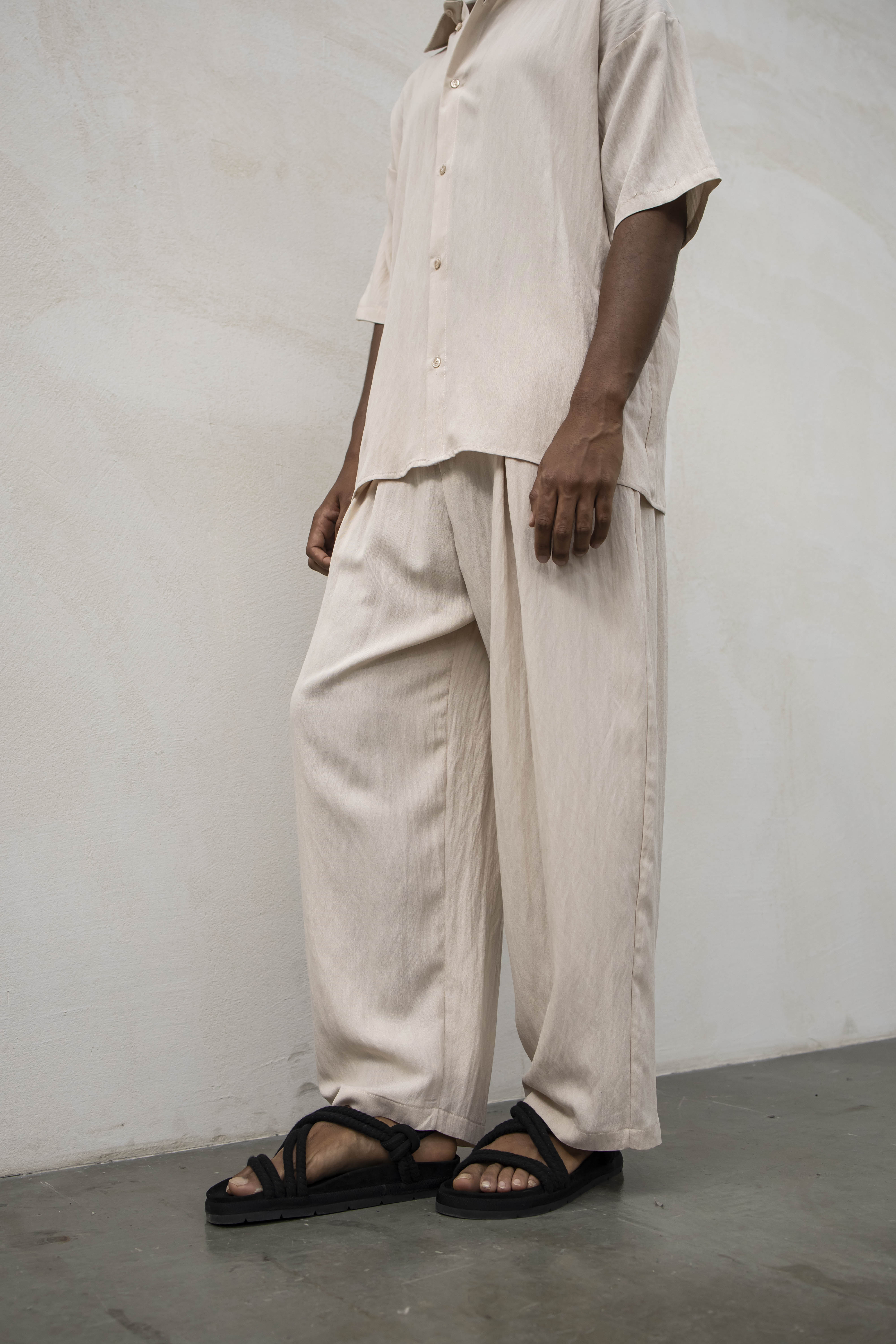 Abito Camicia Misto Lino - Beige