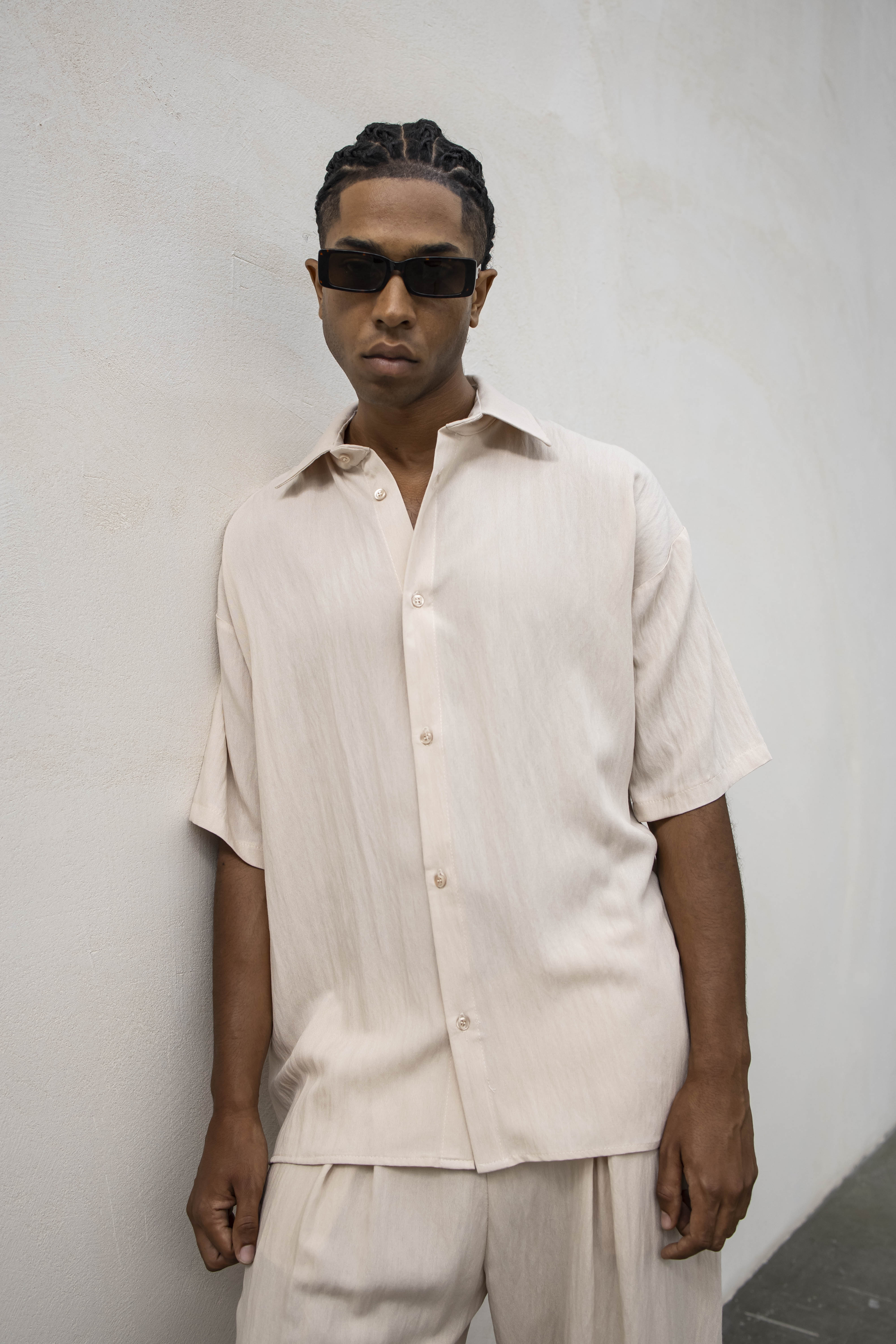 Abito Camicia Misto Lino - Beige