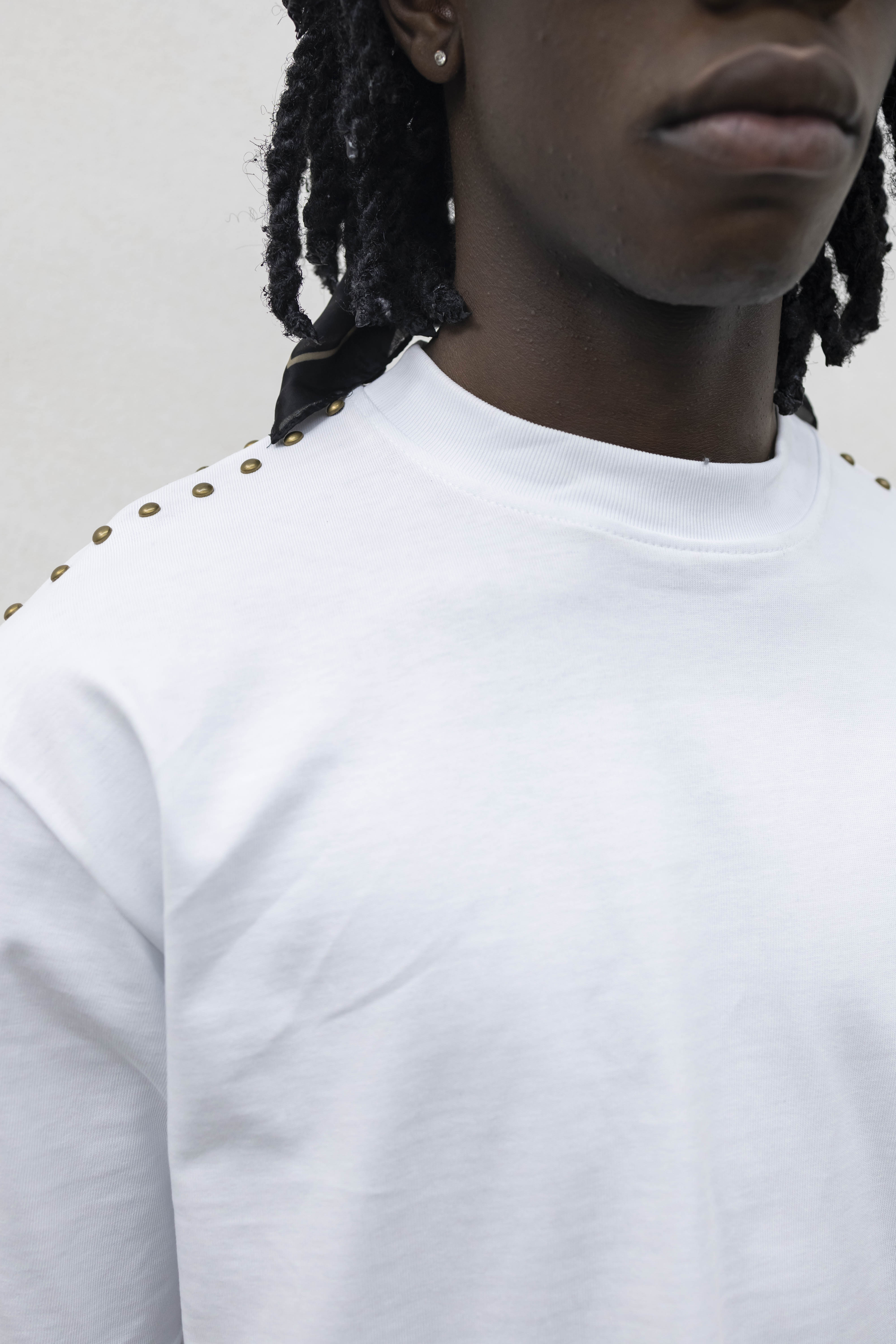 T-shirt Crop Borchie White