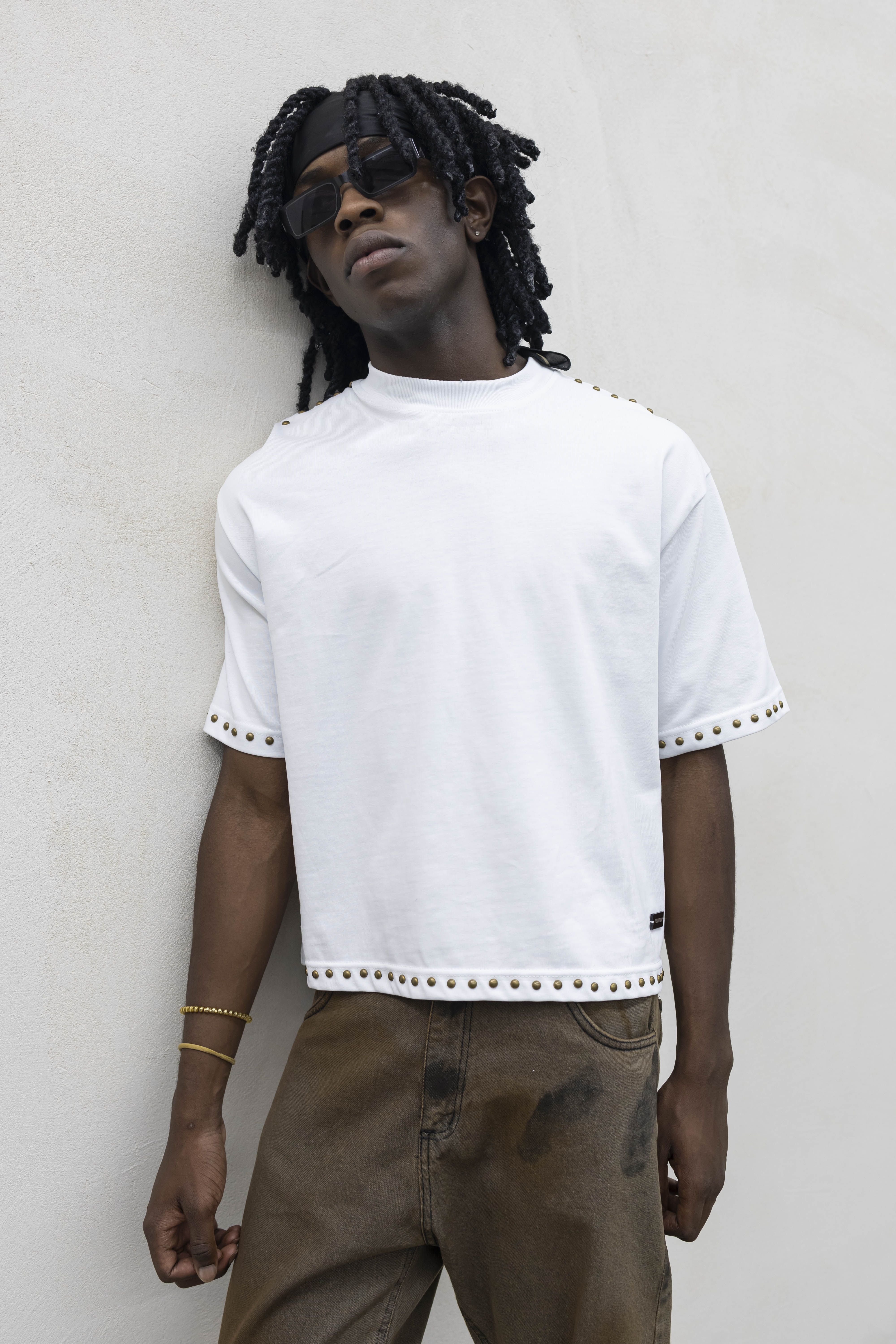 T-shirt Crop Borchie White