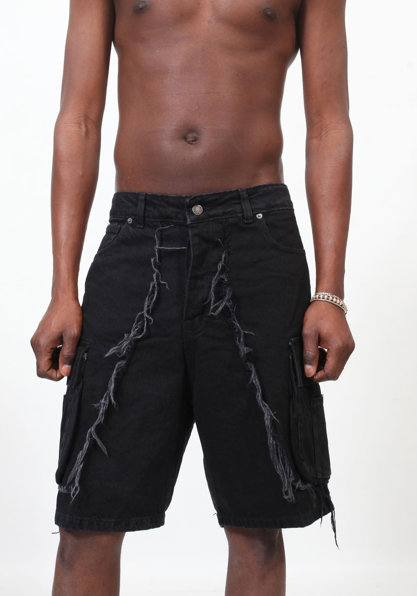 Cargo Shorts Distressed - Black