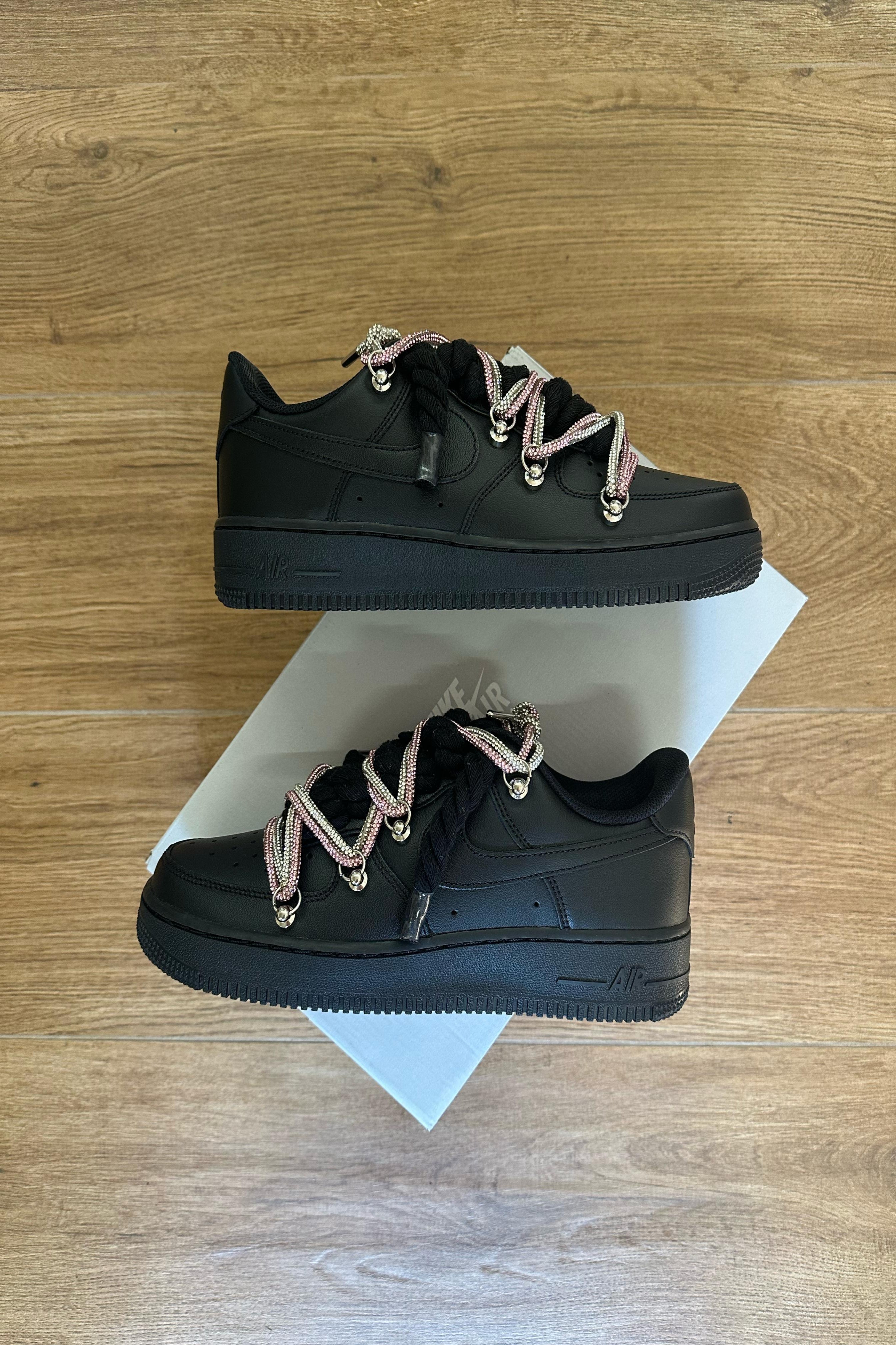 Nike Air Force 1 "Rope Laces Black" Triple Sw Silver And Pink