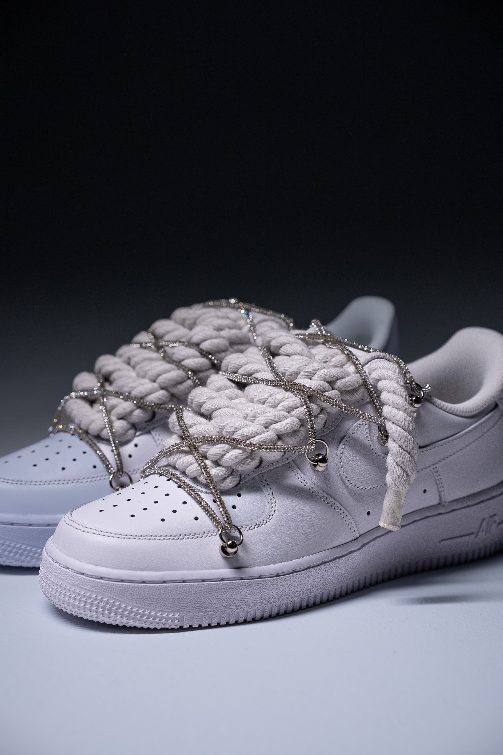 Nike Air Force 1 "Rope Laces White" Triple Silver 