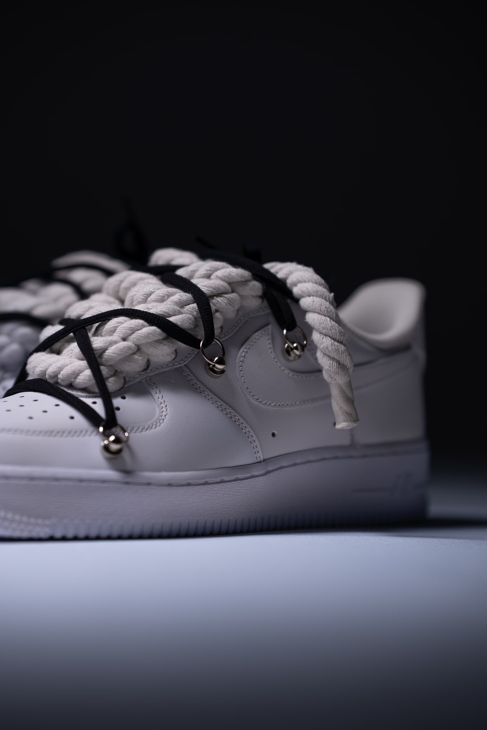 Nike Air Force 1 "Rope Laces White" Triple Black