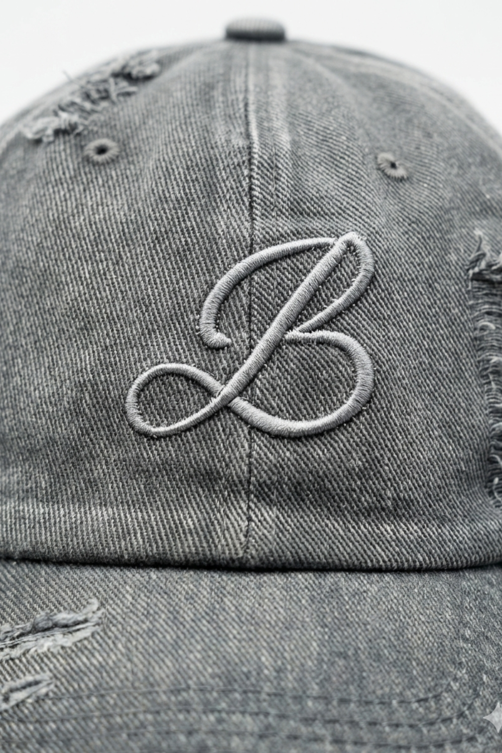BABA "B" Distressed Cap - Grey
