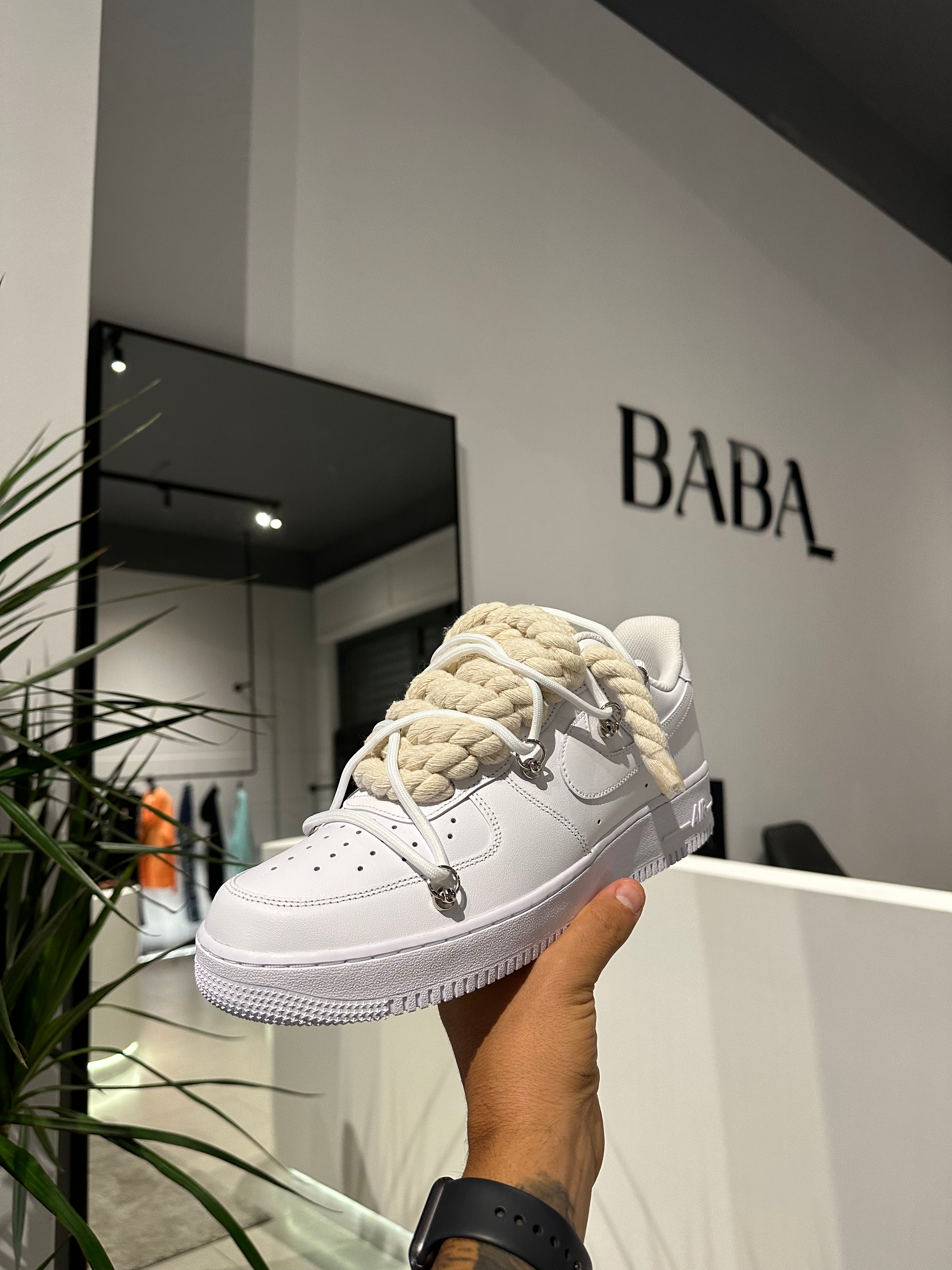 NIKE AIR FORCE 1 "ROPE LACES CREAM" TRIPLE WHITE - Baba Store