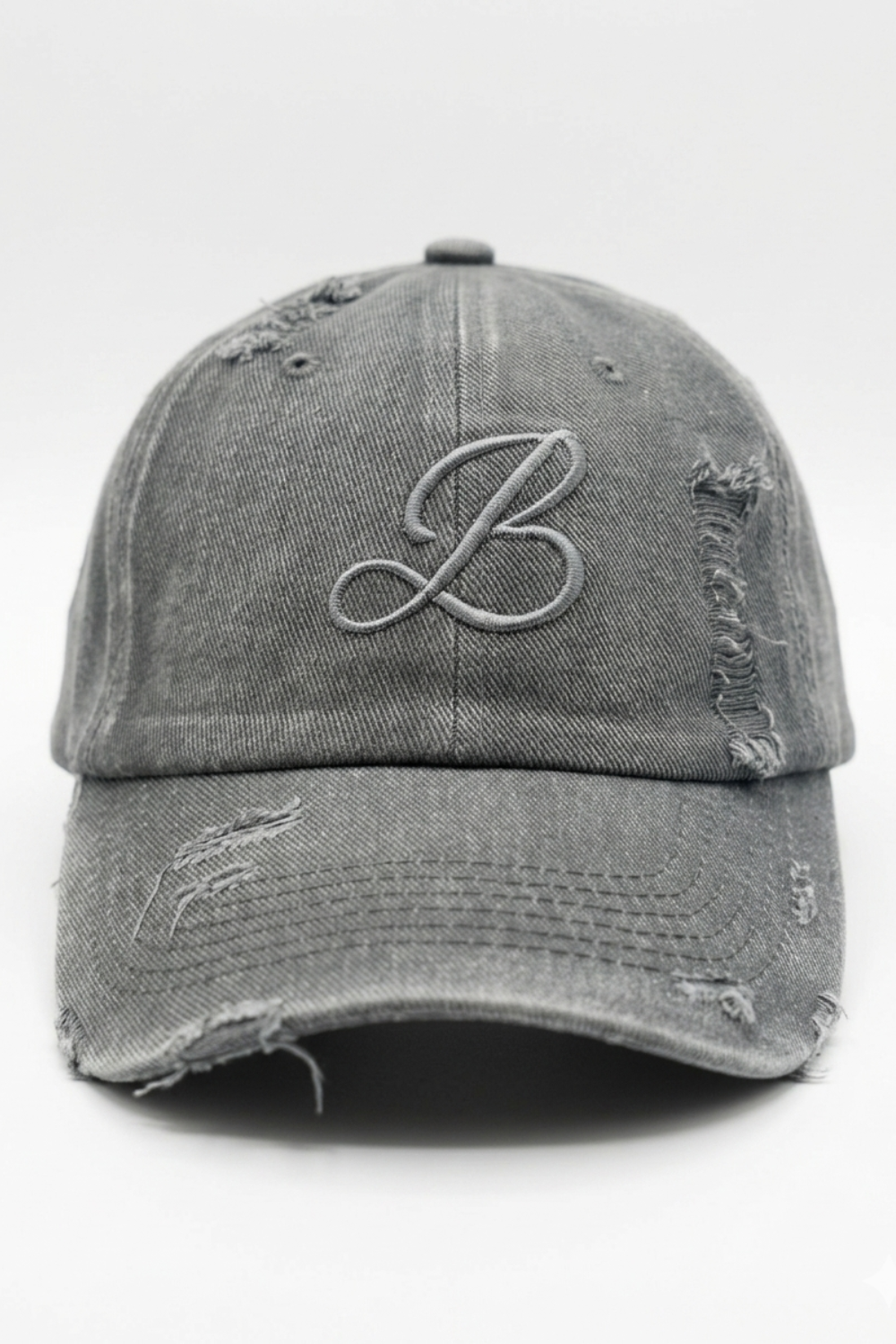 BABA "B" Distressed Cap - Grey