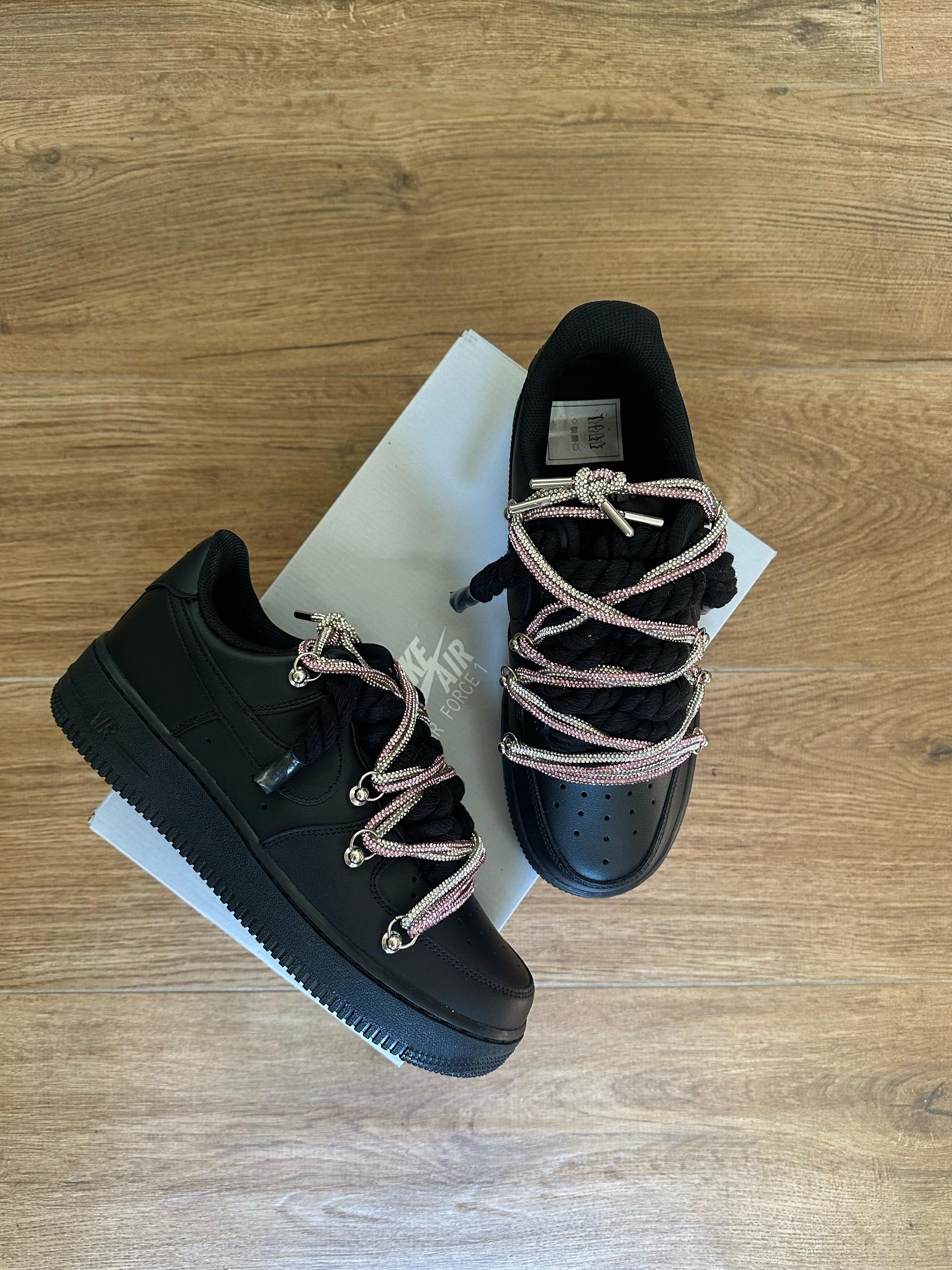 Nike Air Force 1 "Rope Laces Black" Triple Sw Silver And Pink