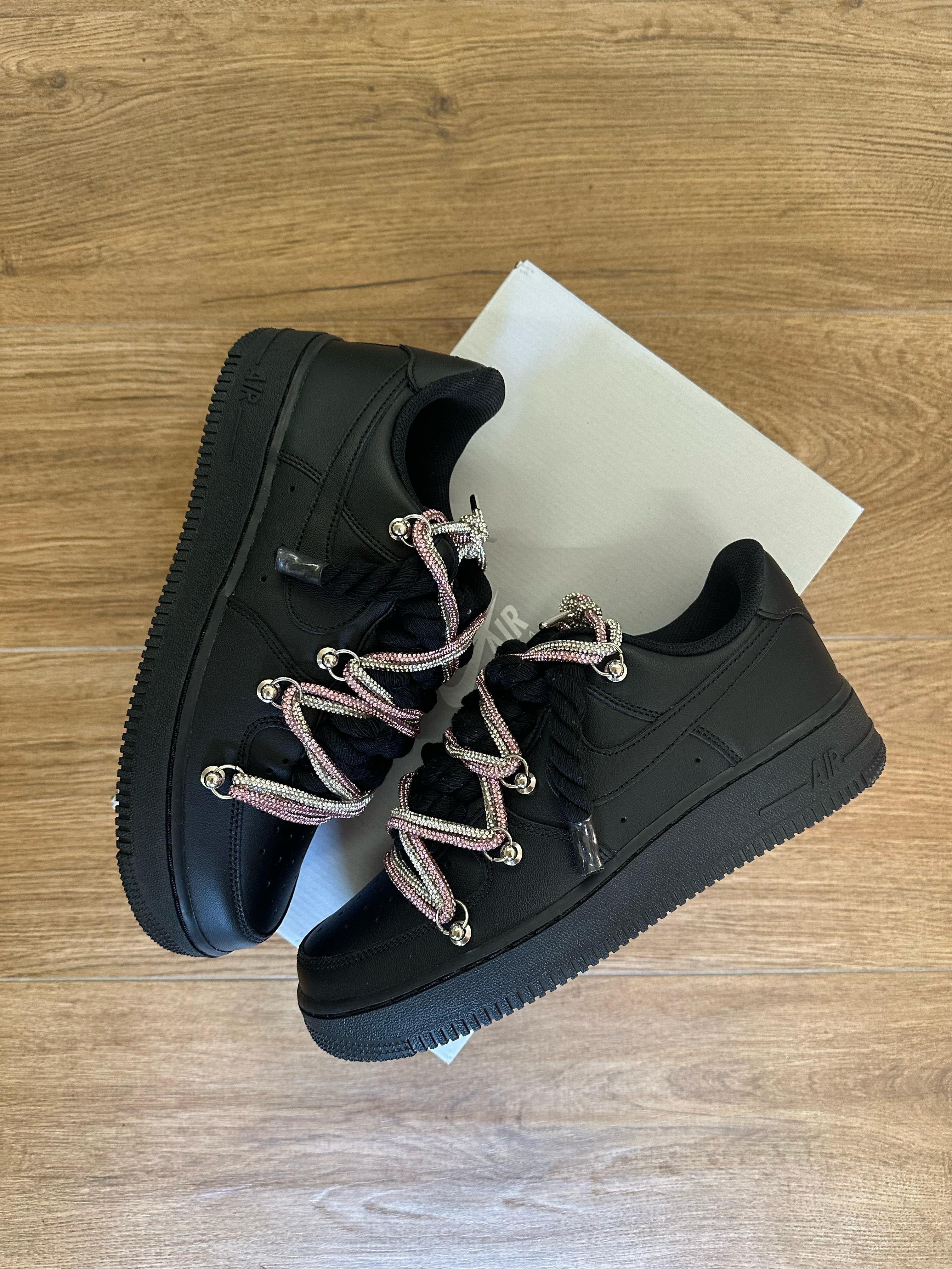 Nike Air Force 1 "Rope Laces Black" Triple Sw Silver And Pink